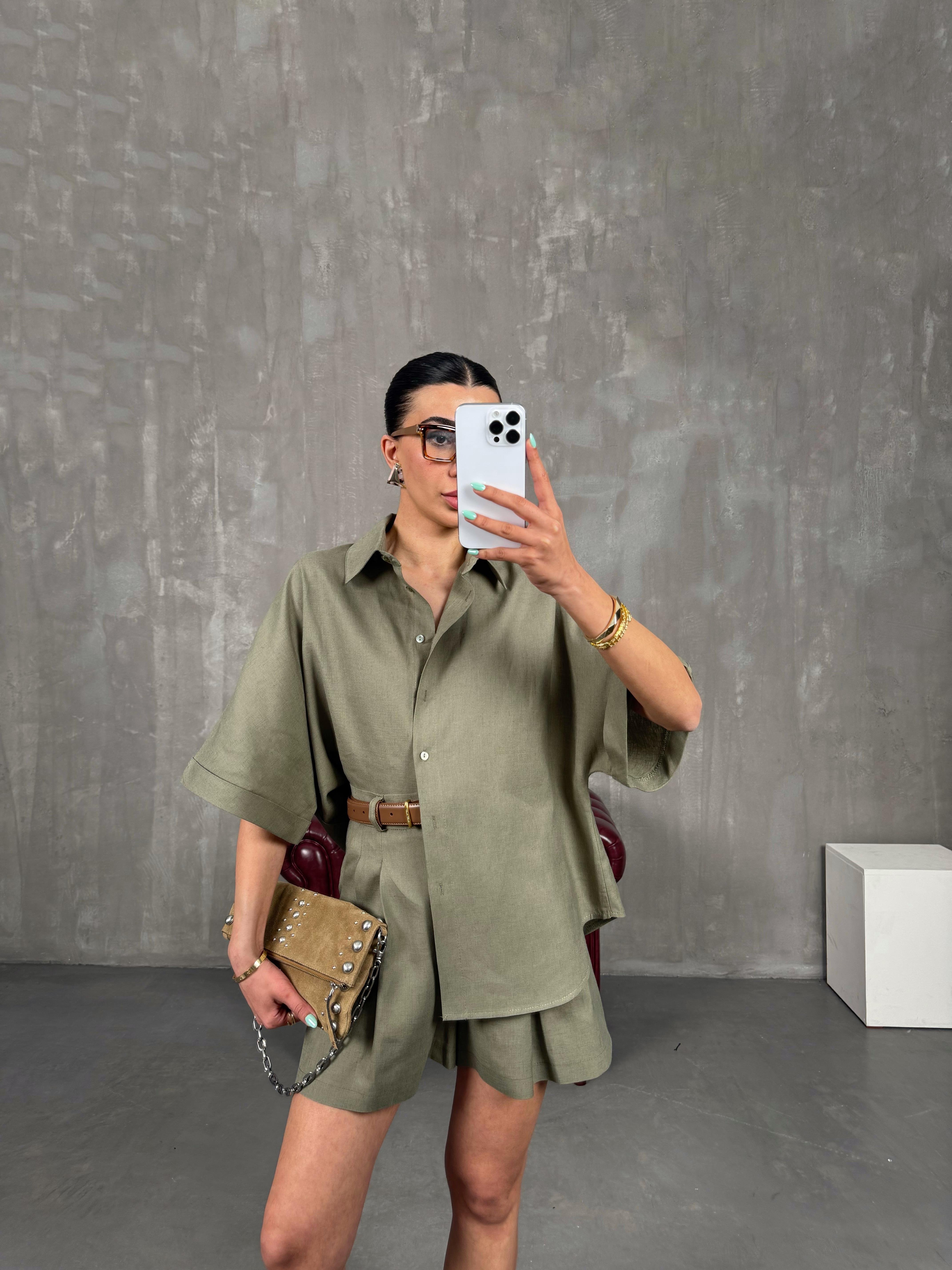 Haki Premium İkili Keten Takım Gaus00239GausTAKIMGU1001555