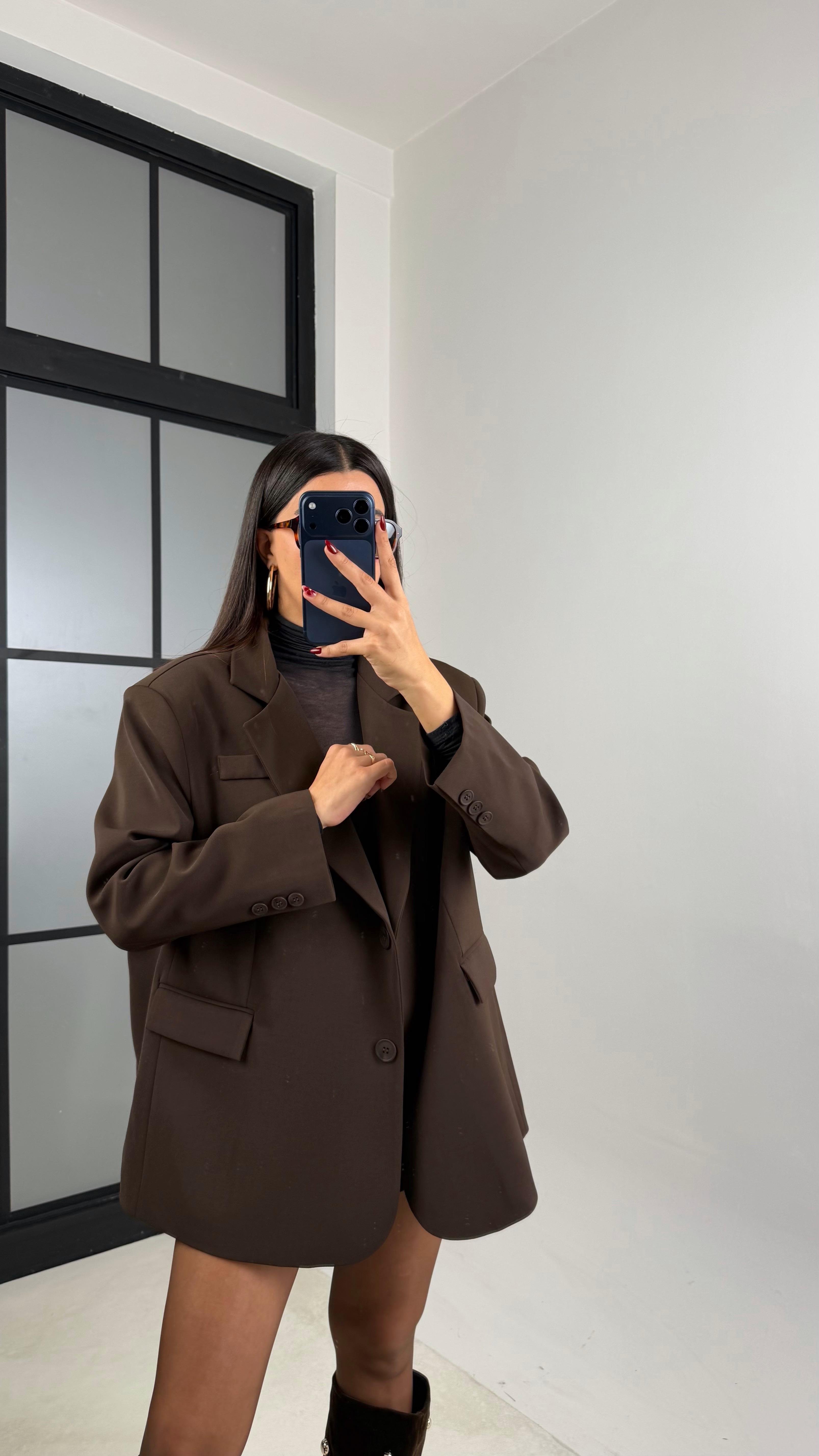 Kahve Astarlı Vatkalı Blazer Ceket GAUS-00610GAUS السترات  GAUS-00610