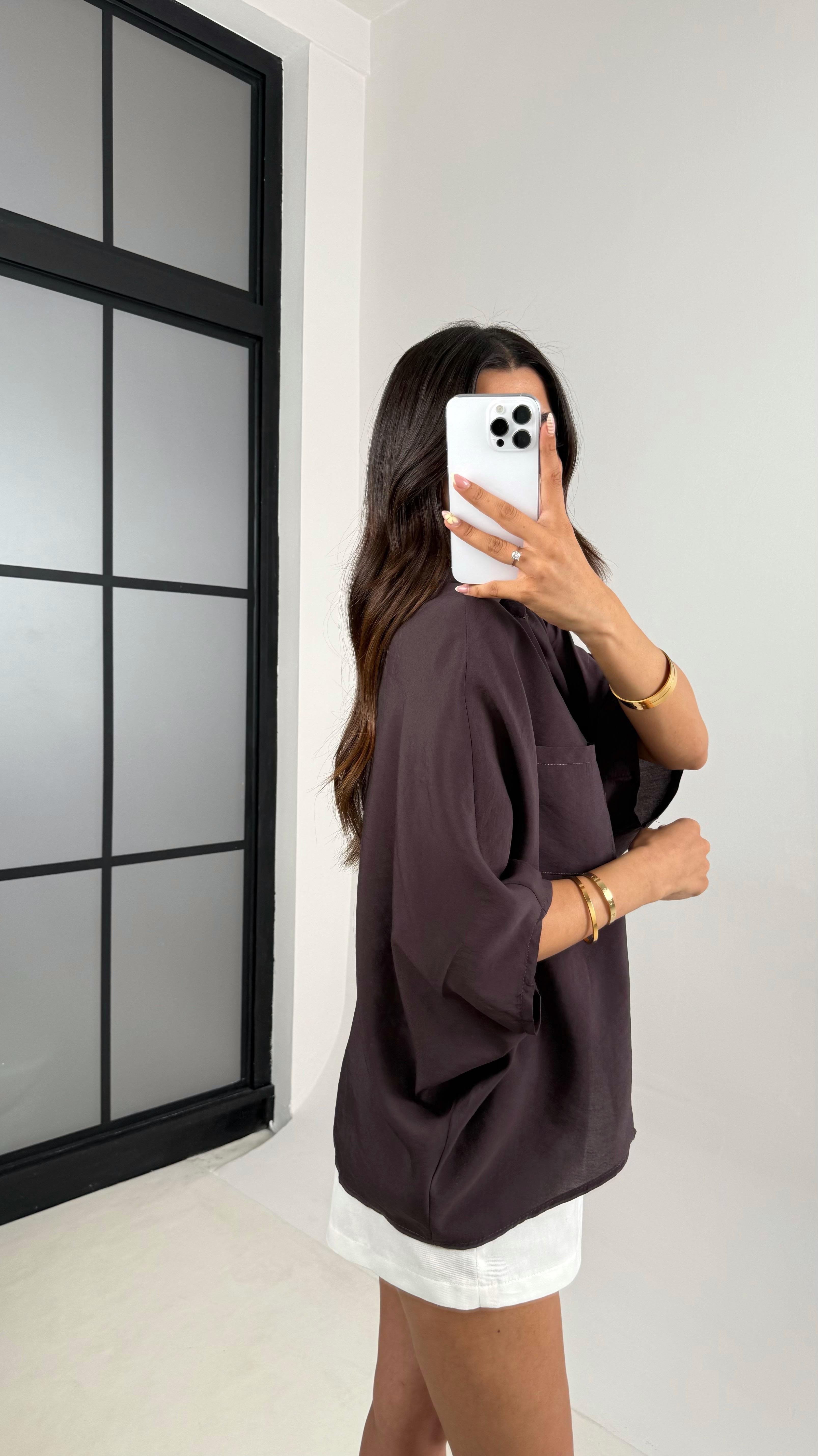 Acı Kahve Cep Detaylı Basic Gömlek Gaus00679Gaus القمصان GU1002565