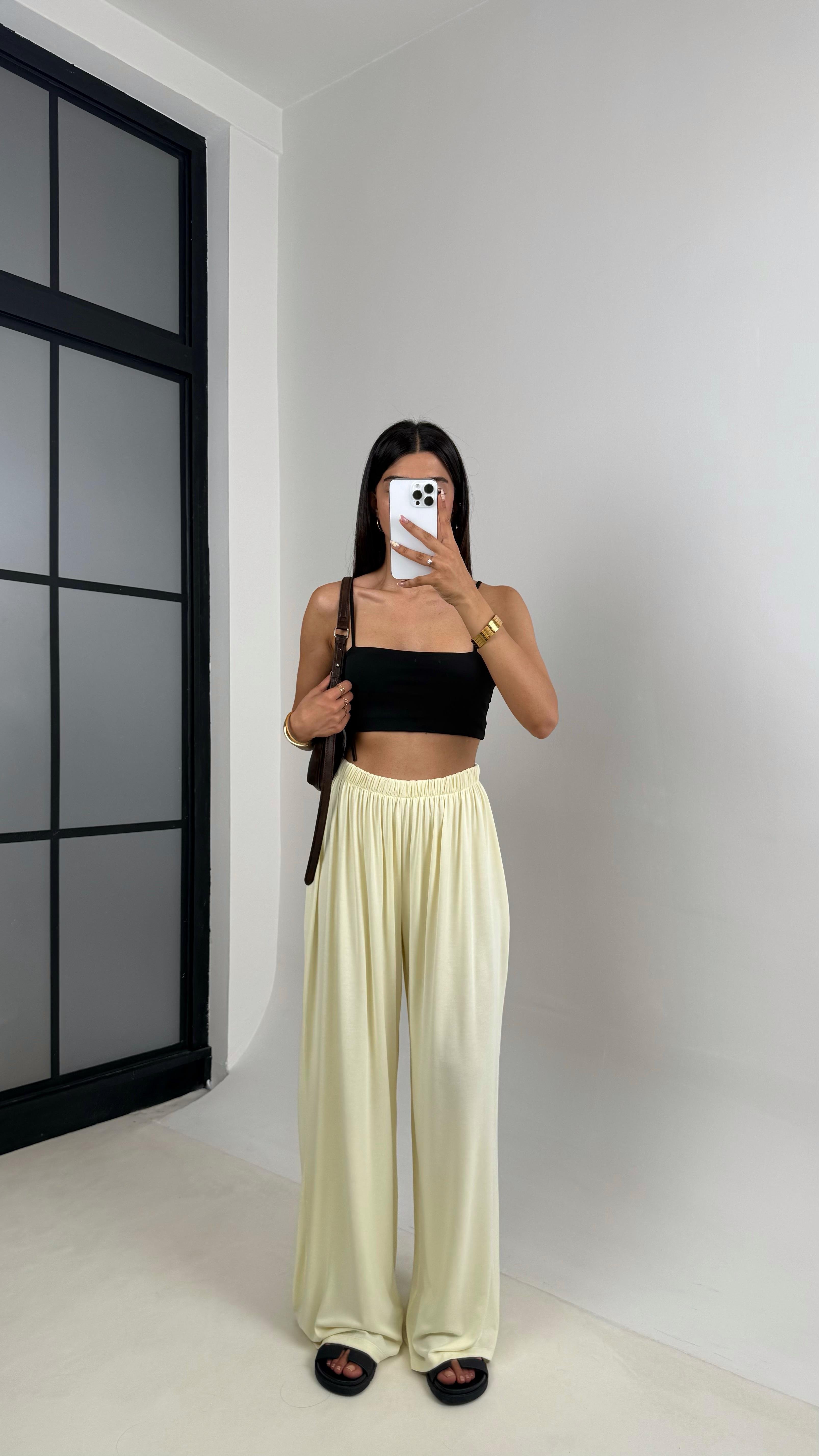 Sarı Beli Lastikli Modal Kumaş Pantolon Gaus00668GausPANTOLONGU1002543