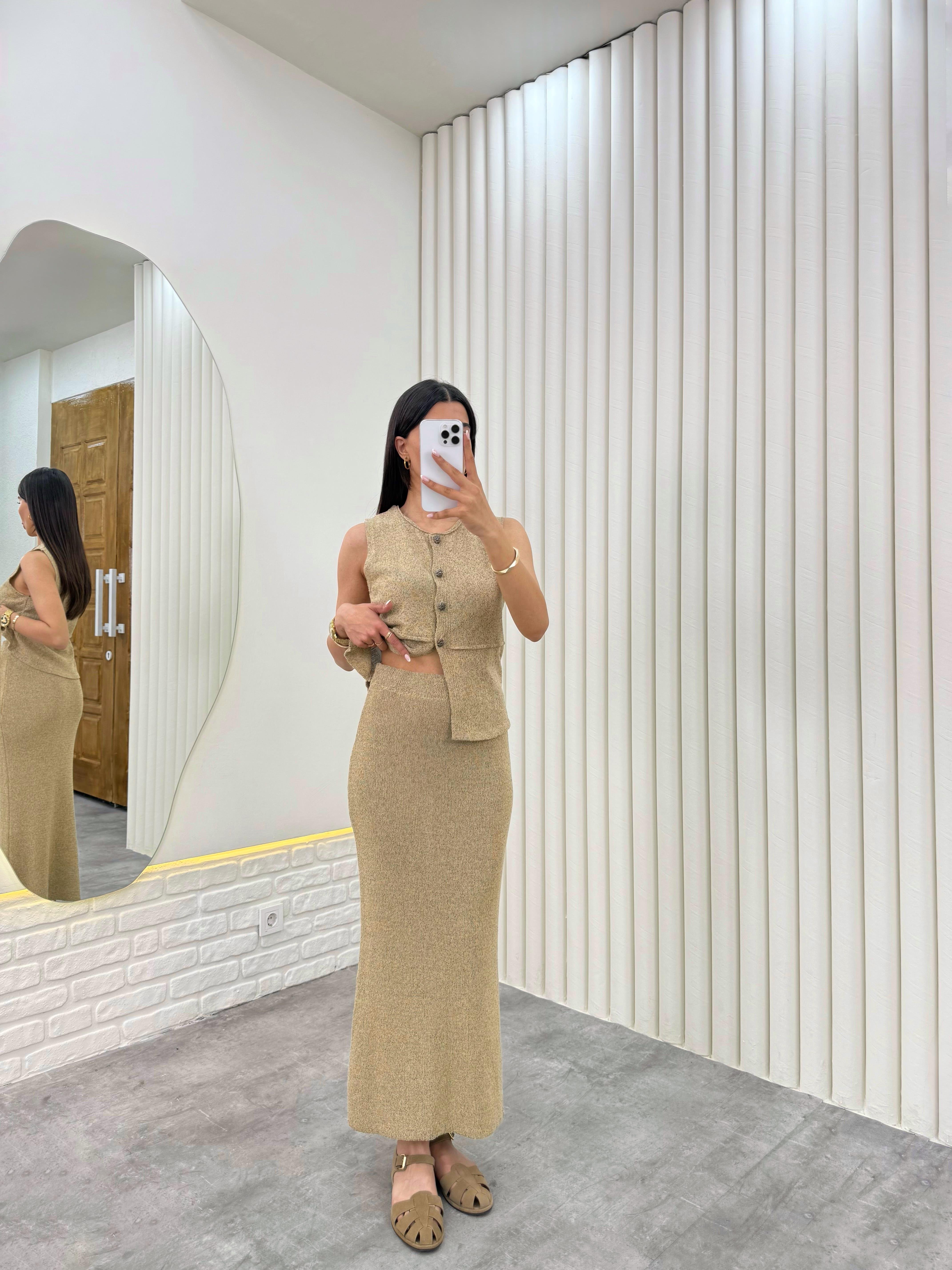 Vizon Yelekli Önü Düğmeli Triko Takım Gaus00323GausTAKIMGU1001750