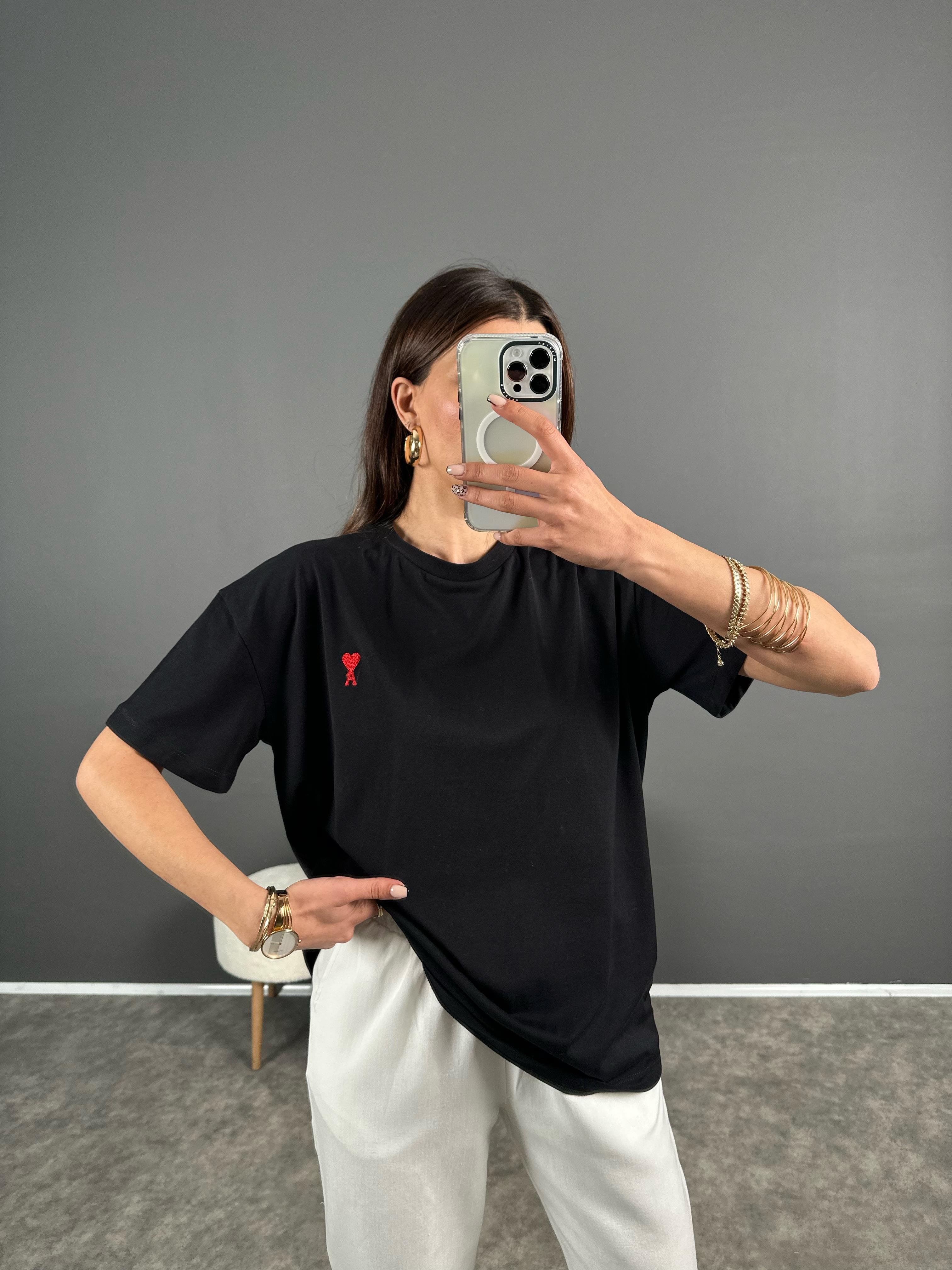 Siyah Oversize A Tshirt GausTSHIRTGU007925