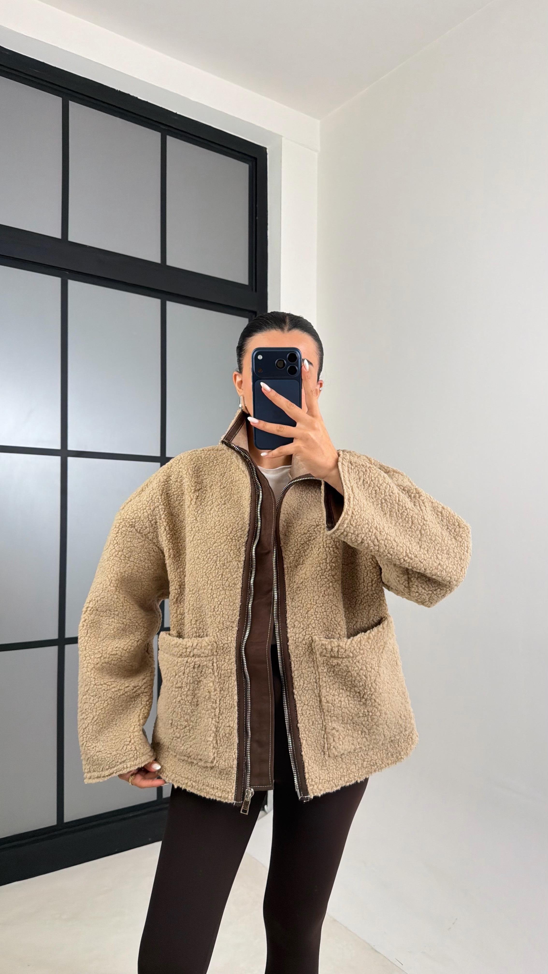 Vizon Cepli Fermuarlı Peluş Mont GAUS-00602GAUS الجواكيت GAUS-00602