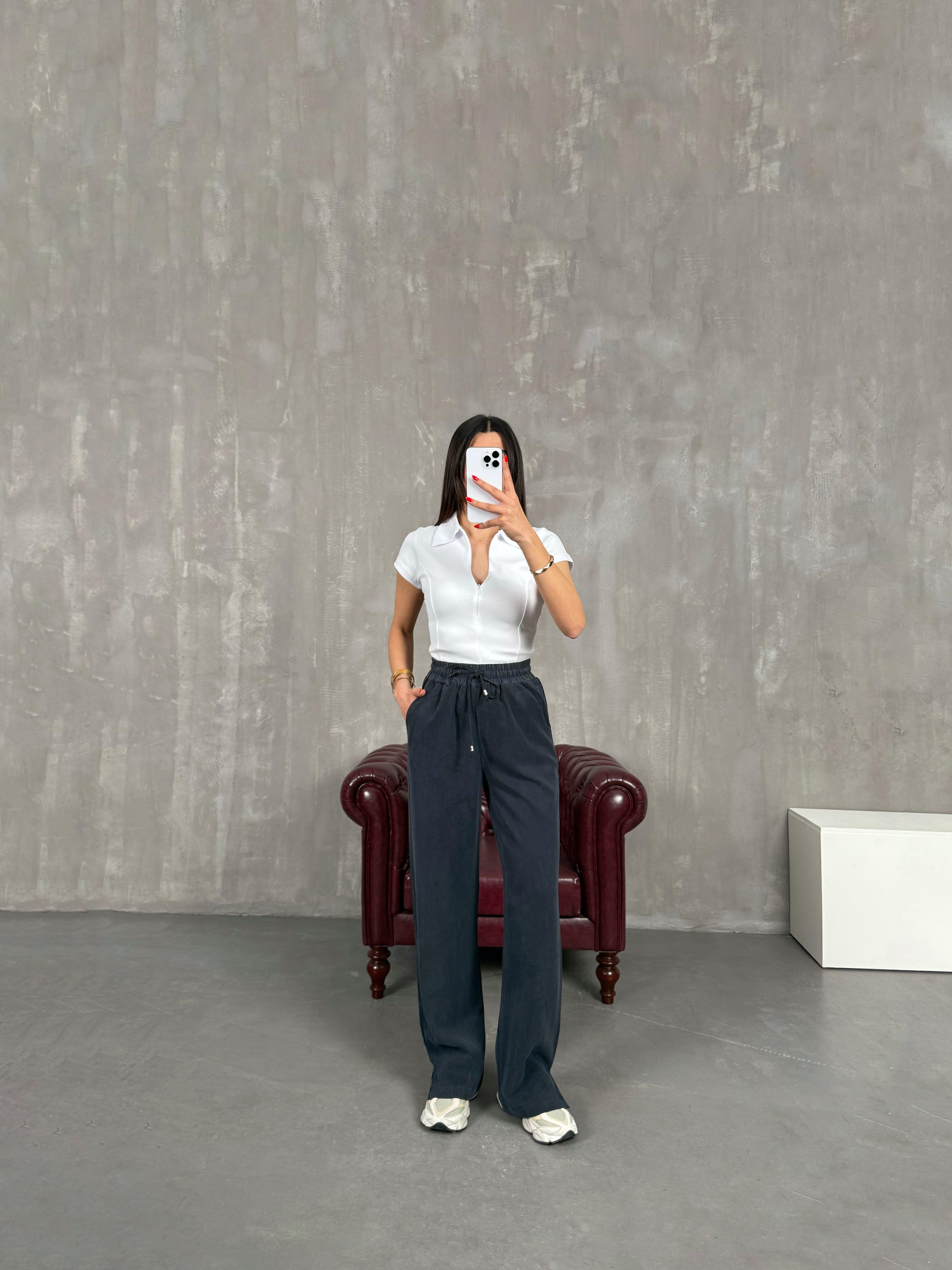 Antrasit Beli Lastikli MD Muadil Tensel Pantolon Gaus00190GausPANTOLONGU1001439