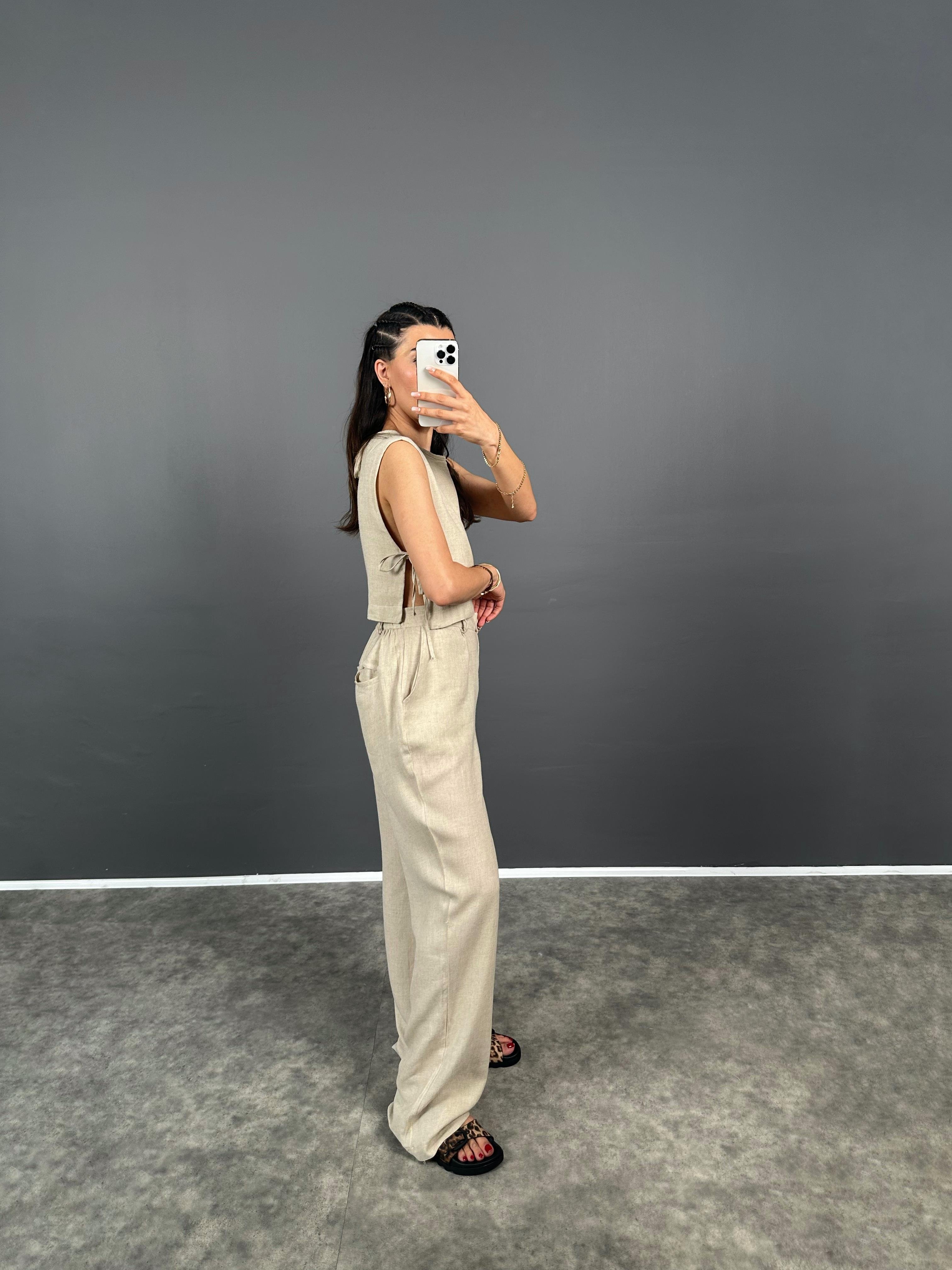 Alonsa Premium Bağcıklı Keten İkili Takım GausTAKIMGU008193