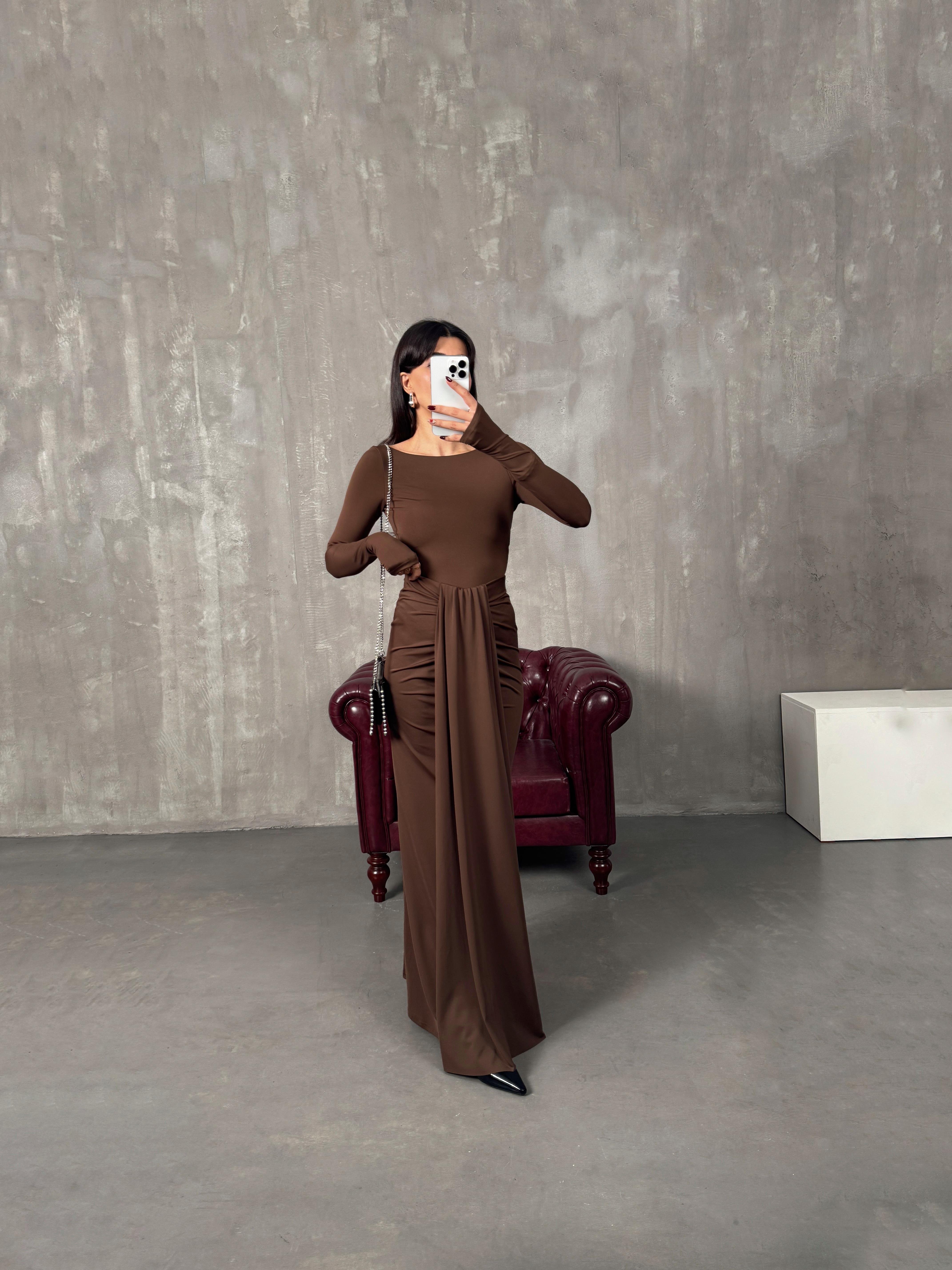 Bonita Kahve Bodysuit Etek Tasarım TakımGausTAKIMGU00904419
