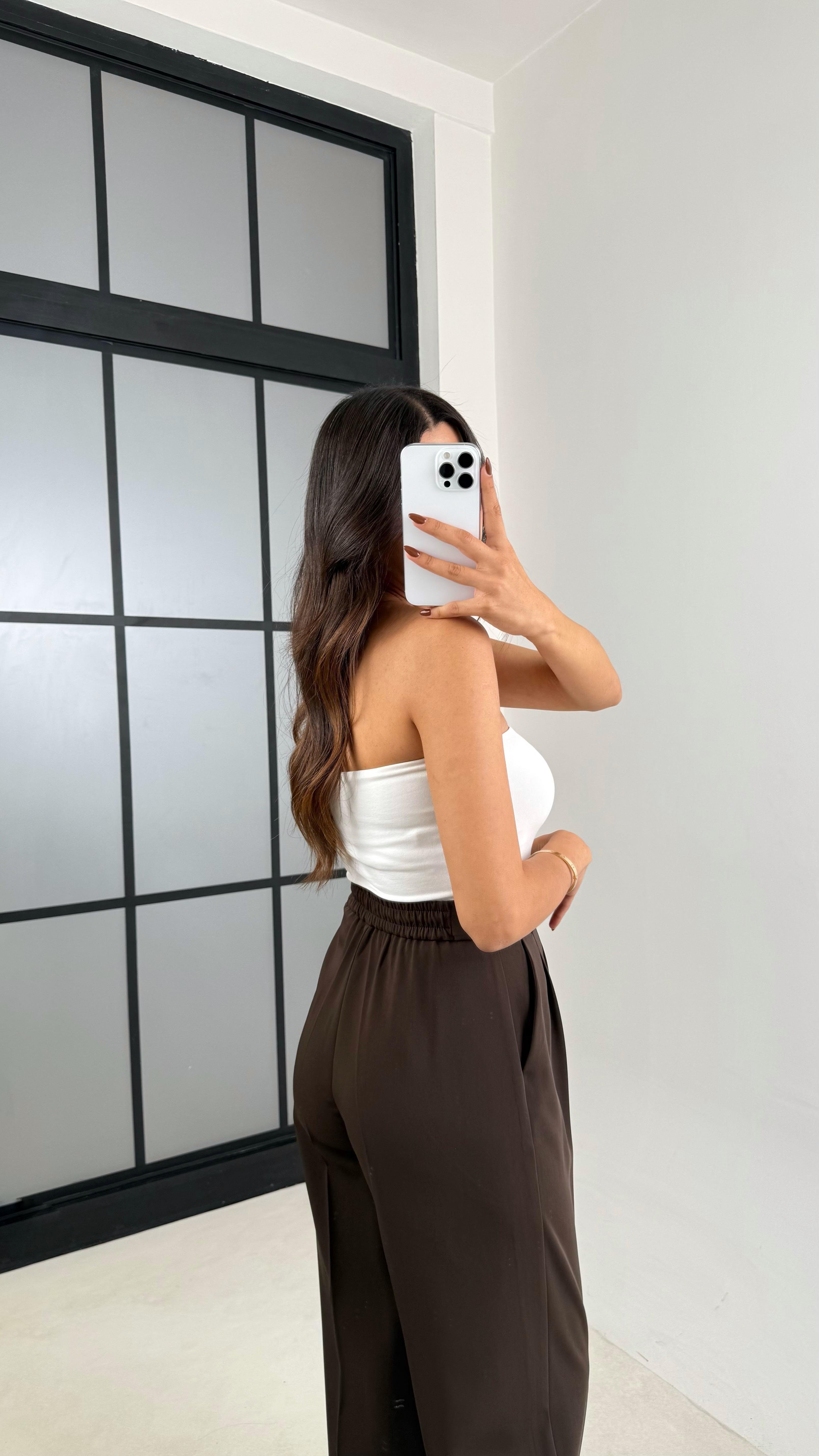 Acı Kahve Gold Düğmeli Beli Lastikli Premium Pantolon GAUS-00141GAUSPANTOLONGAUS-00141