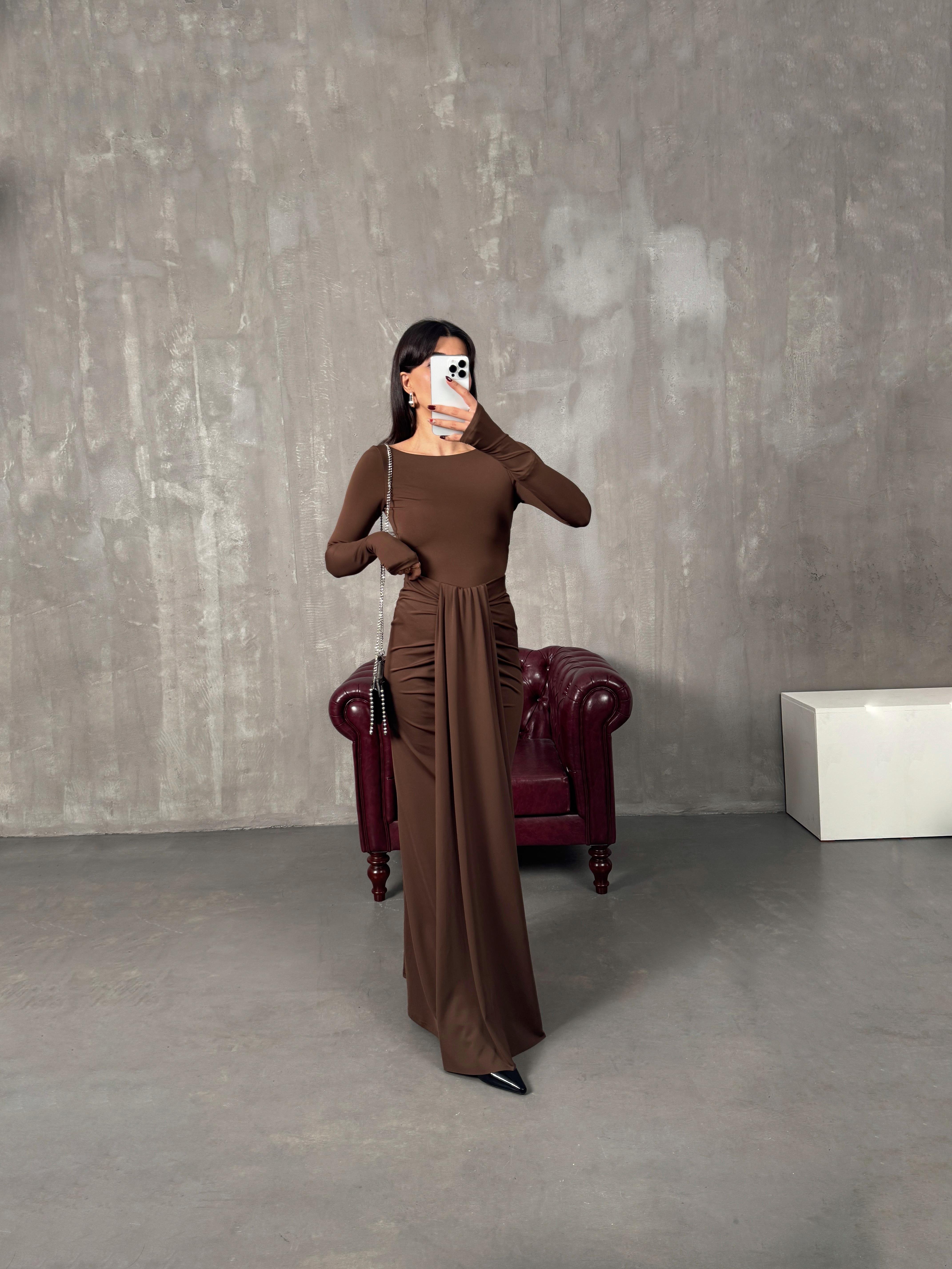Bonita Kahve Bodysuit Etek Tasarım TakımGausTAKIMGU00904419