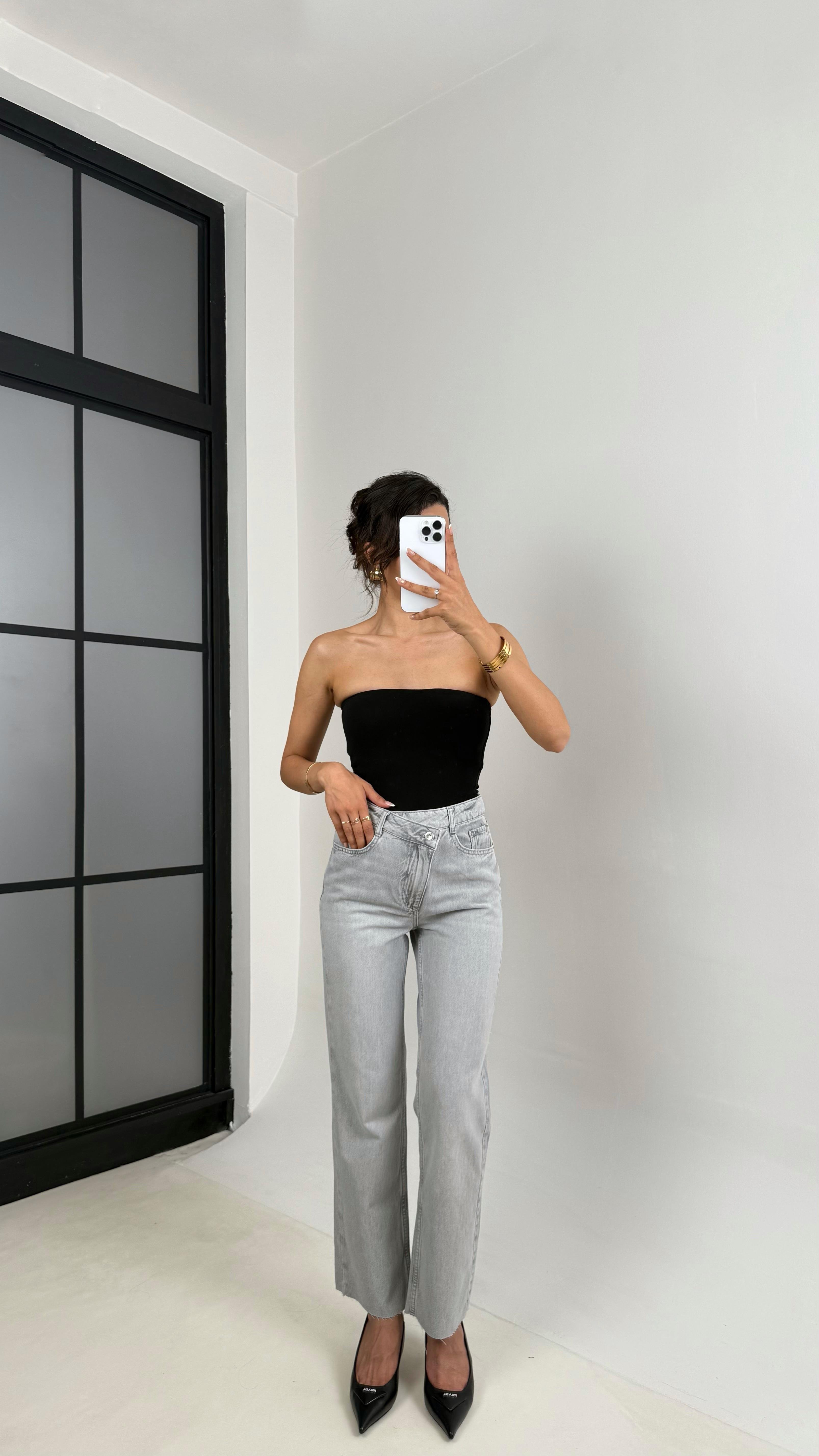 Gri ZR Muadil Kesik Paça Straight Jean Gaus00637GausDENİM PANTOLONGU1002485