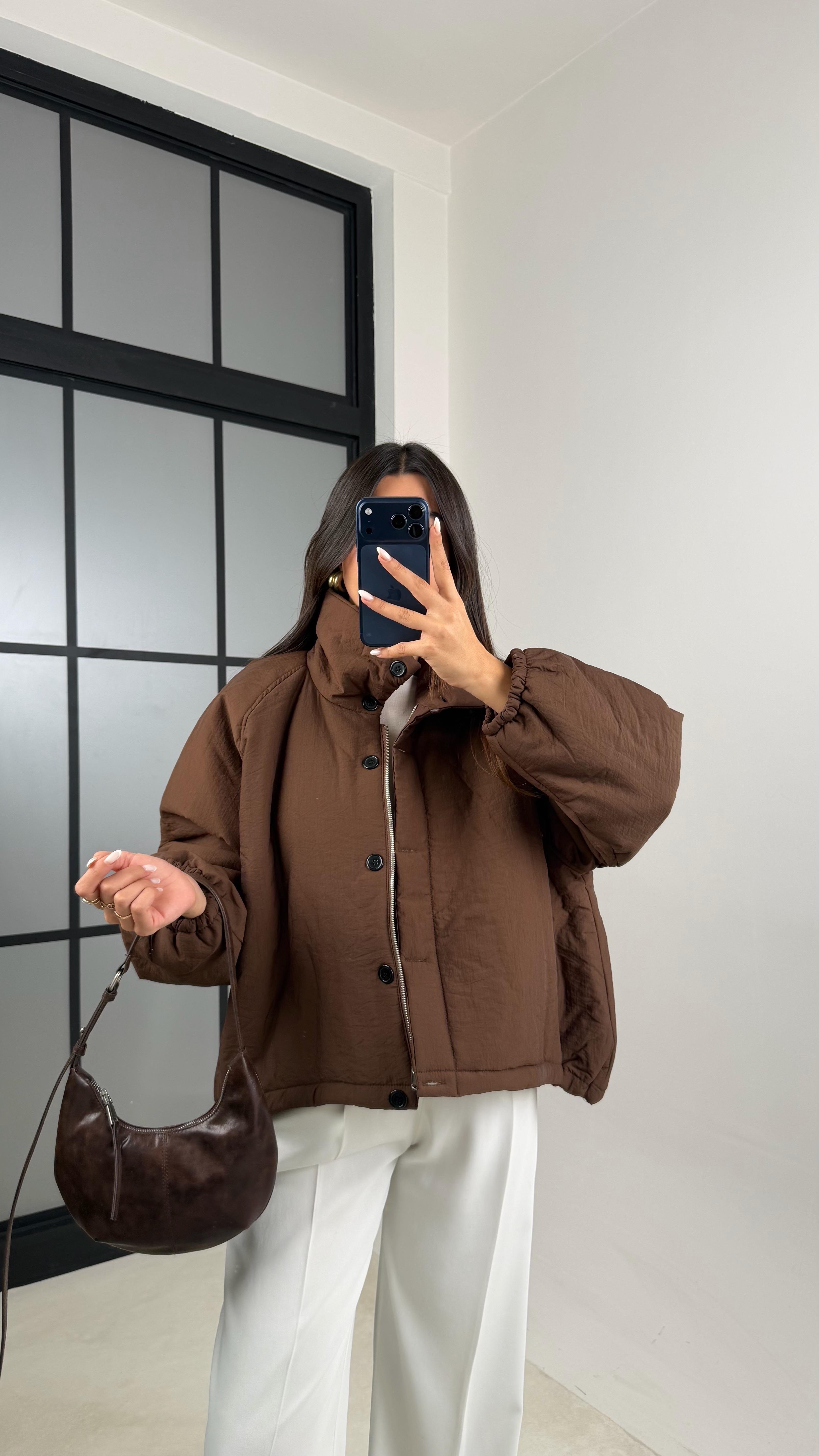 Kahve Oversize Astarlı Şişme Mont GAUS-00611GAUS الجواكيت GAUS-00611