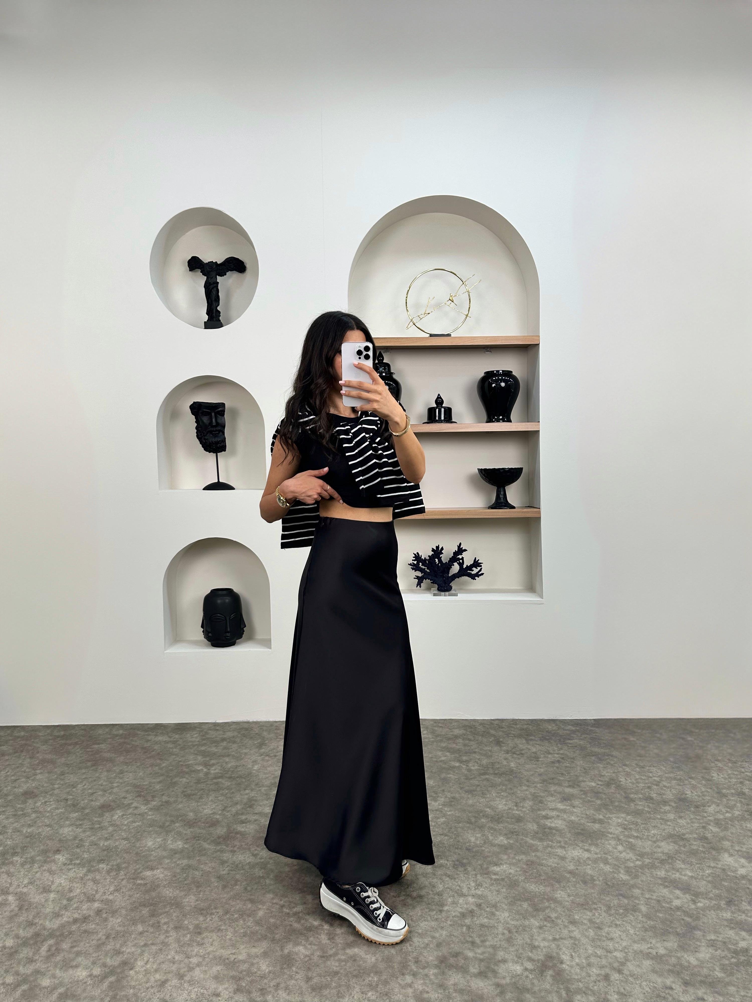 Oliv Siyah Maxi Saten EtekGausETEKGU008935