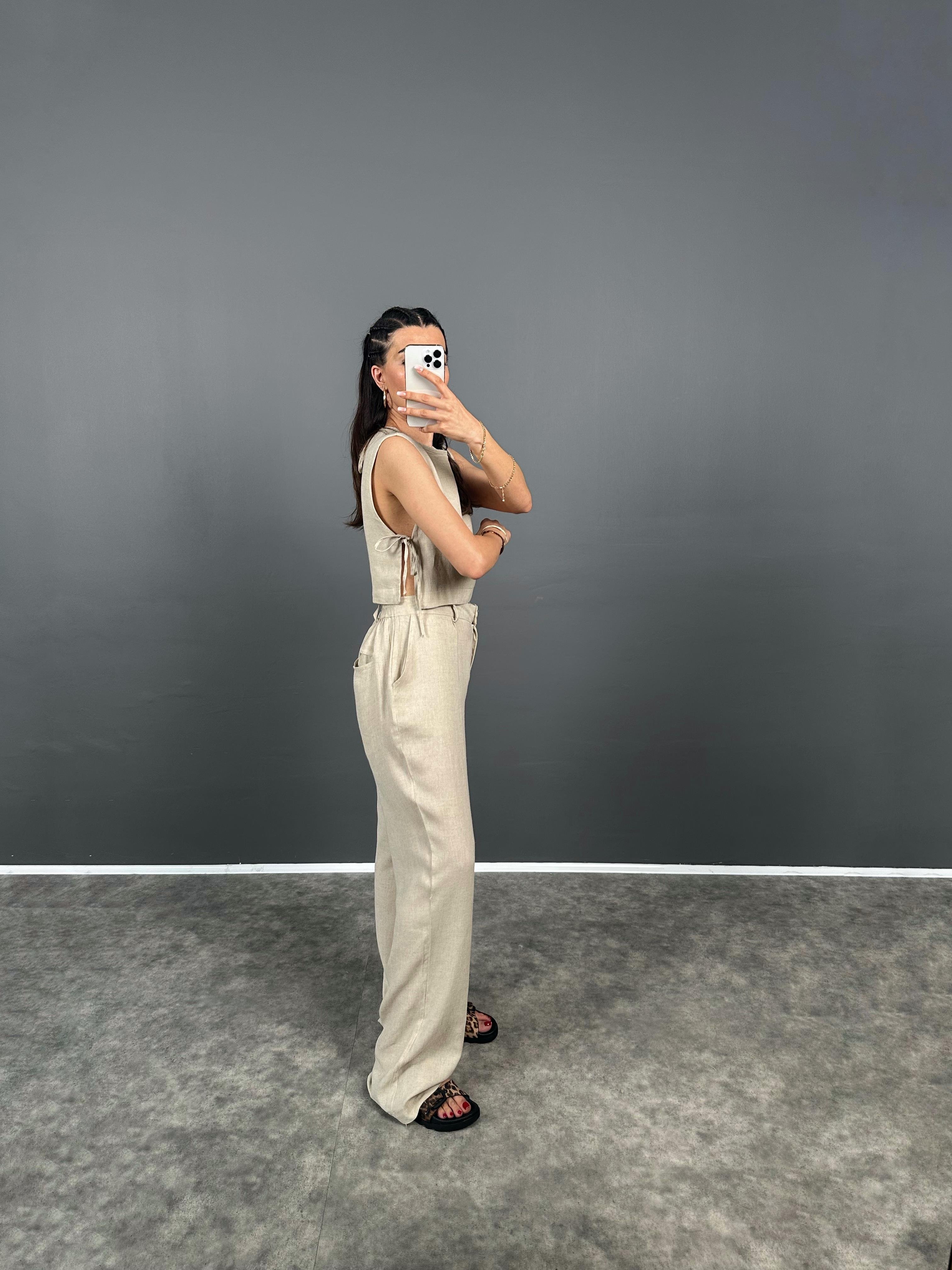 Alonsa Premium Bağcıklı Keten İkili Takım GausTAKIMGU008193