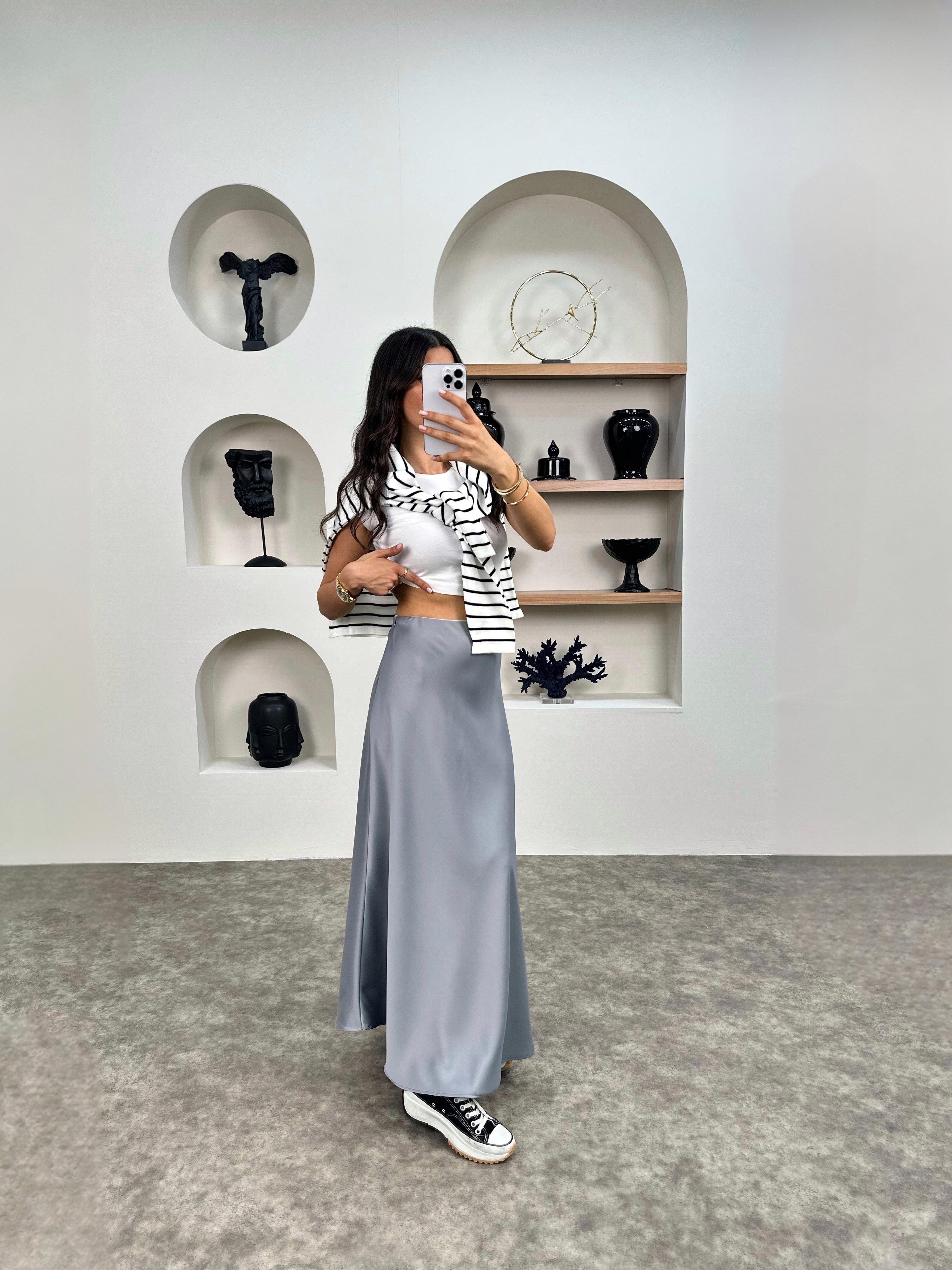 Oliv Gri Maxi Saten EtekGausETEKGU008936