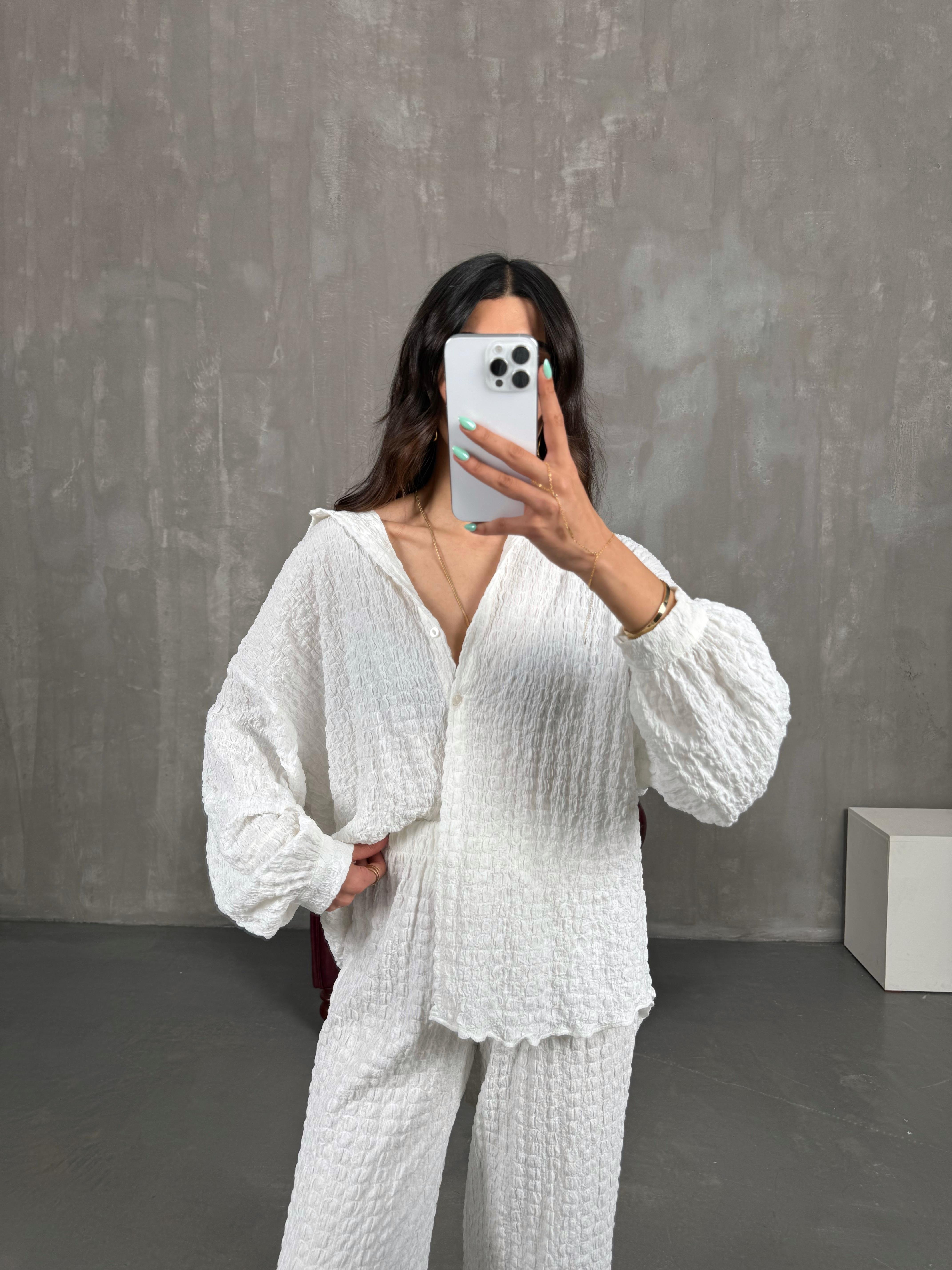 Ekru Gömlek Pantolon Bürümcük Takım Gaus00232GausTAKIMGU1001534