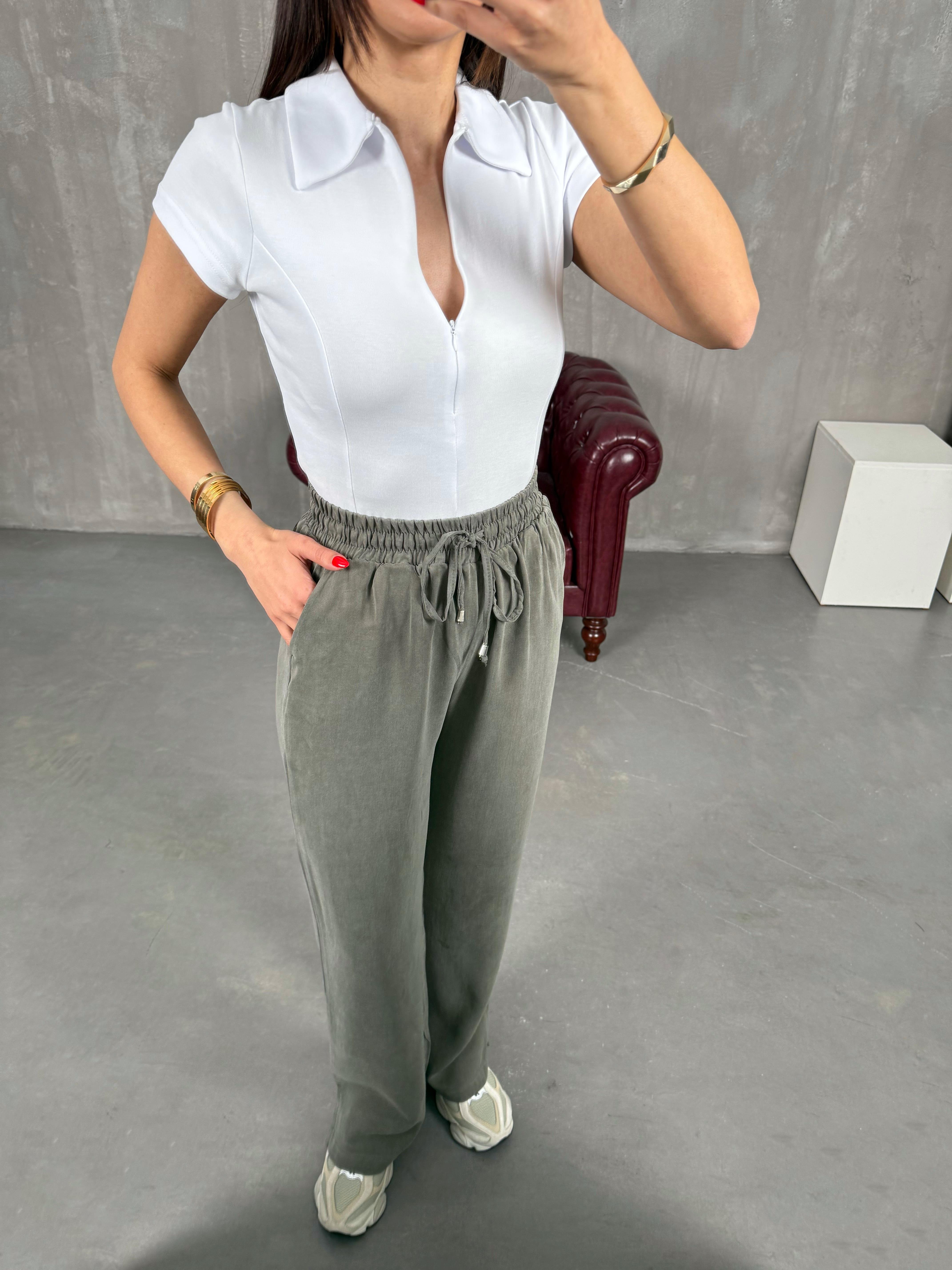 Haki Beli Lastikli MD Muadil Tensel Pantolon Gaus00190GausPANTOLONGU1001440