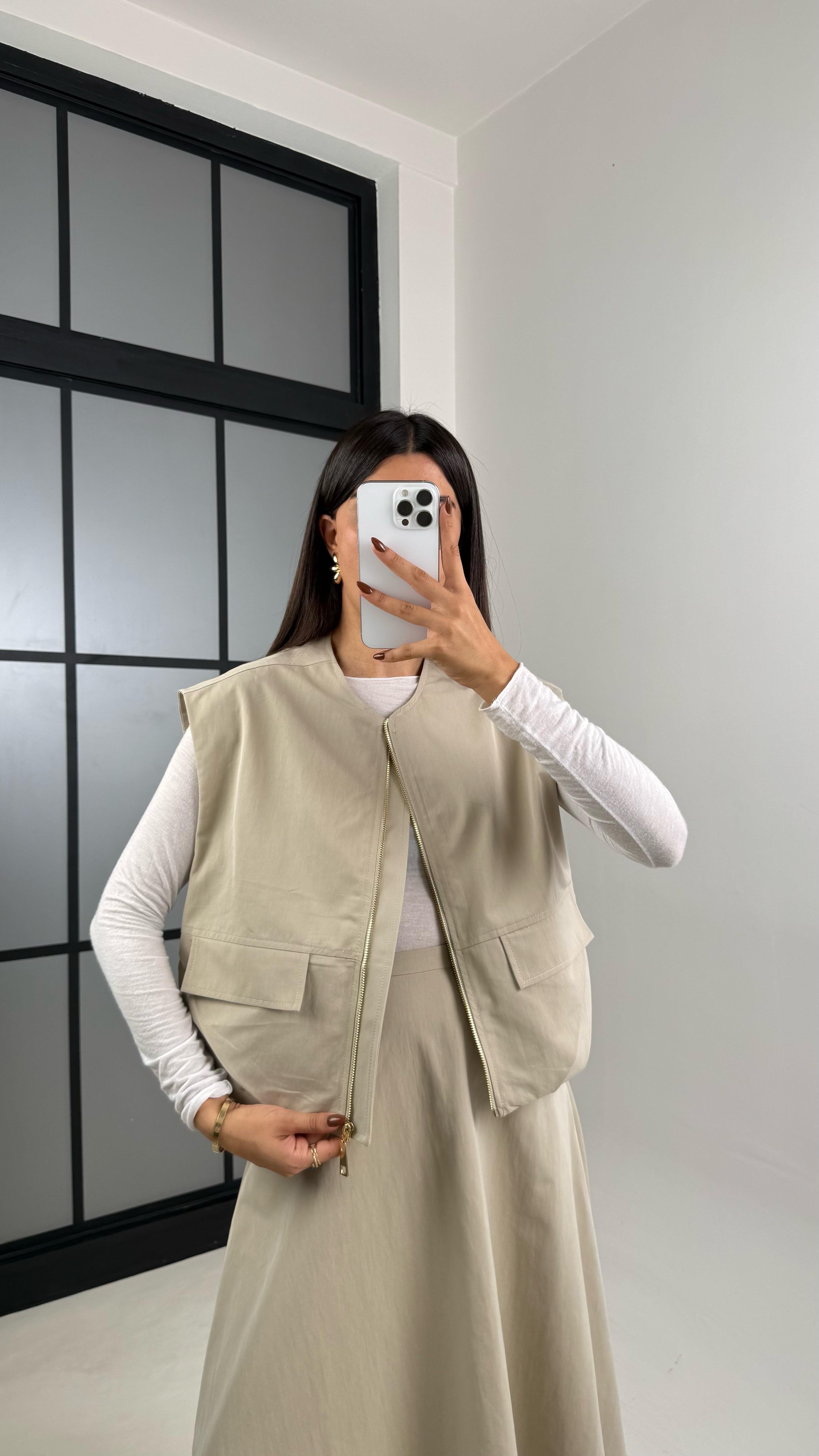 Taş Astarlı Cep Detaylı Yelek Etek İkili Premium Takım GAUS-00181GAUSTAKIMGAUS-00181