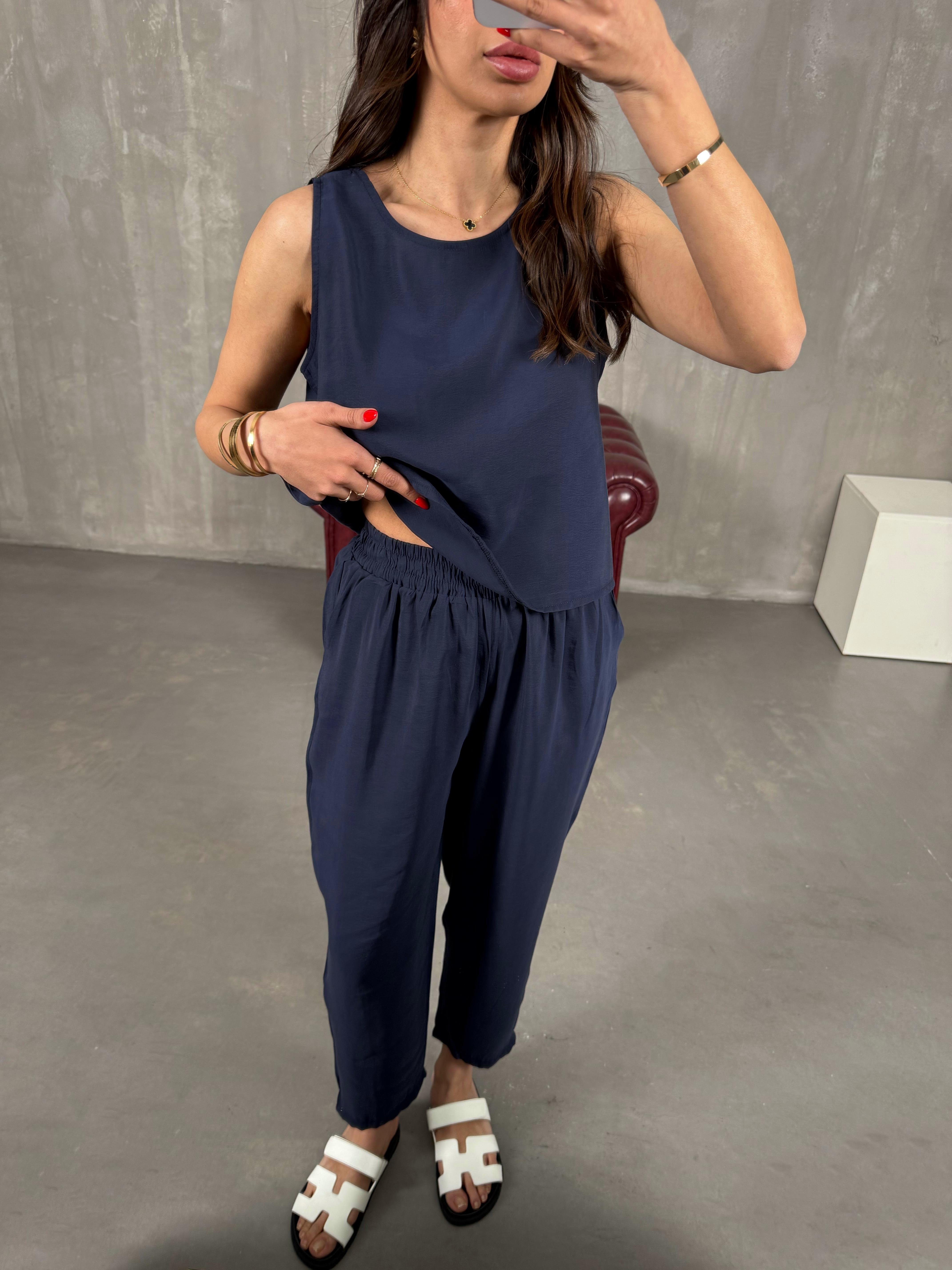 Lacivert Sıfır Kol Tensel Takım Gaus00165GausTAKIMGU1001382