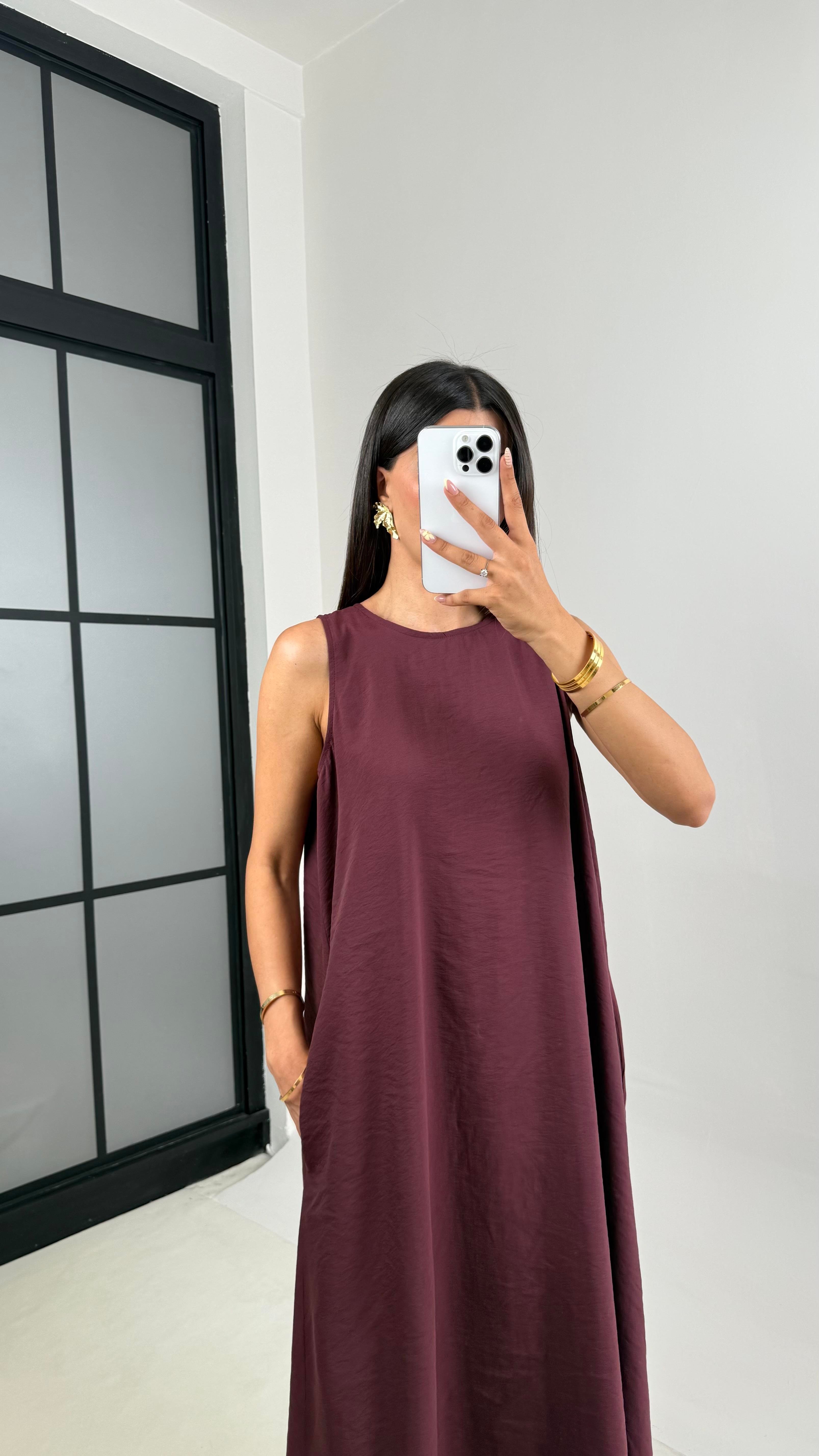 Mürdüm Cepli Premium Basic Tencel Elbise Gaus00661GausELBİSEGU1002529