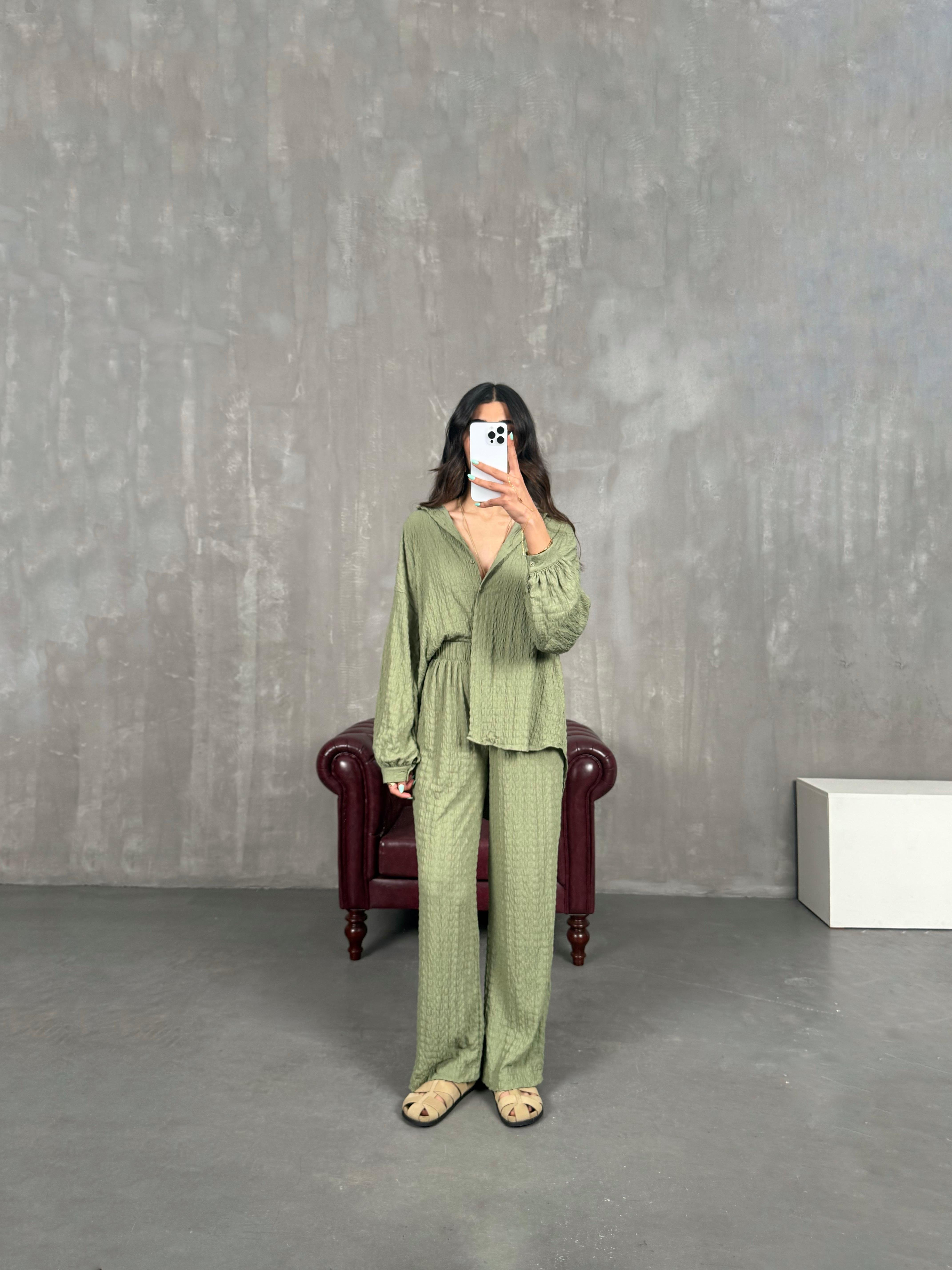 Haki Gömlek Pantolon Bürümcük Takım Gaus00232GausTAKIMGU1001533