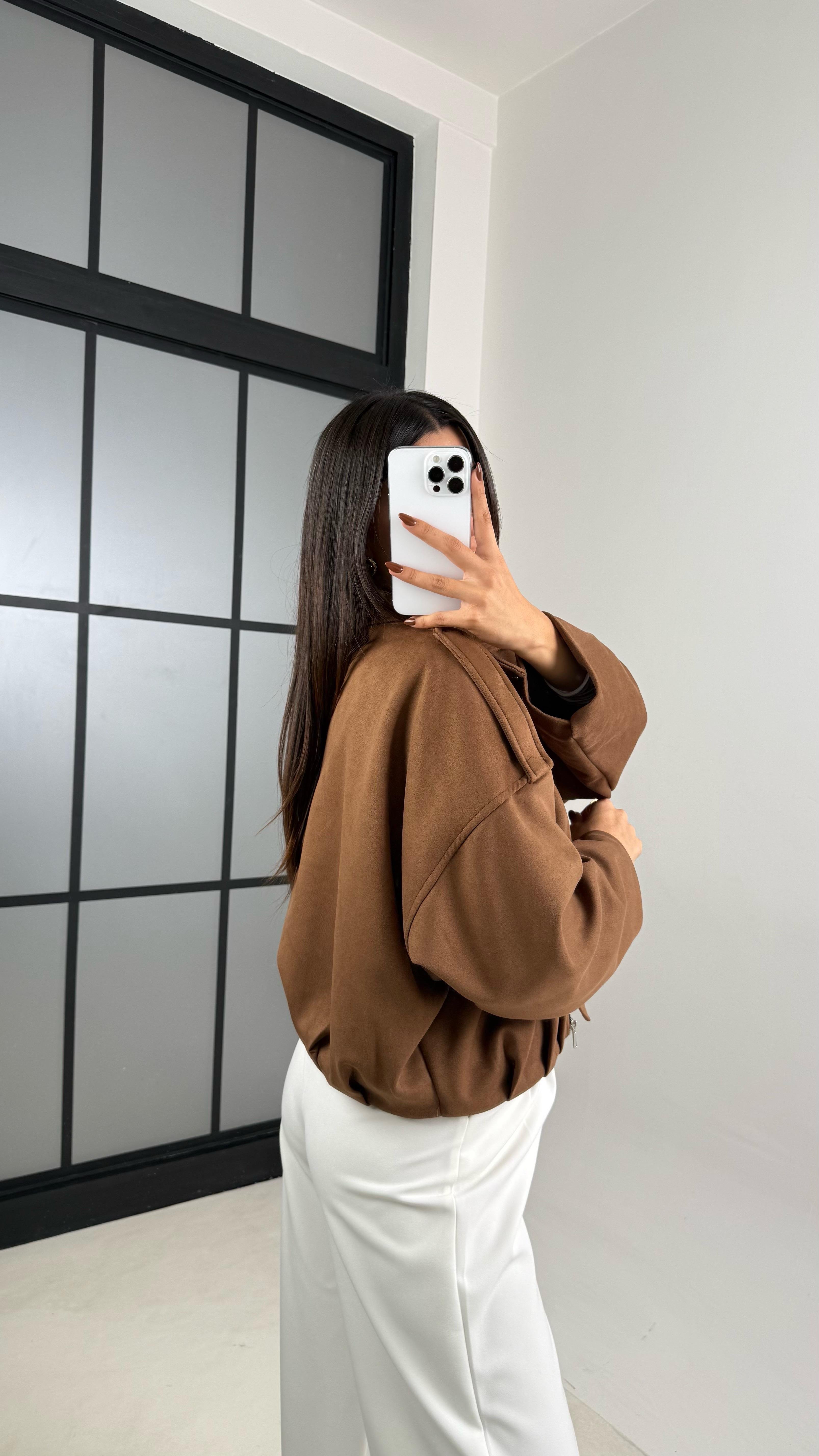 Kahve Süet Premium Bomber Ceket GAUS-0088GAUS السترات  GAUS-0088