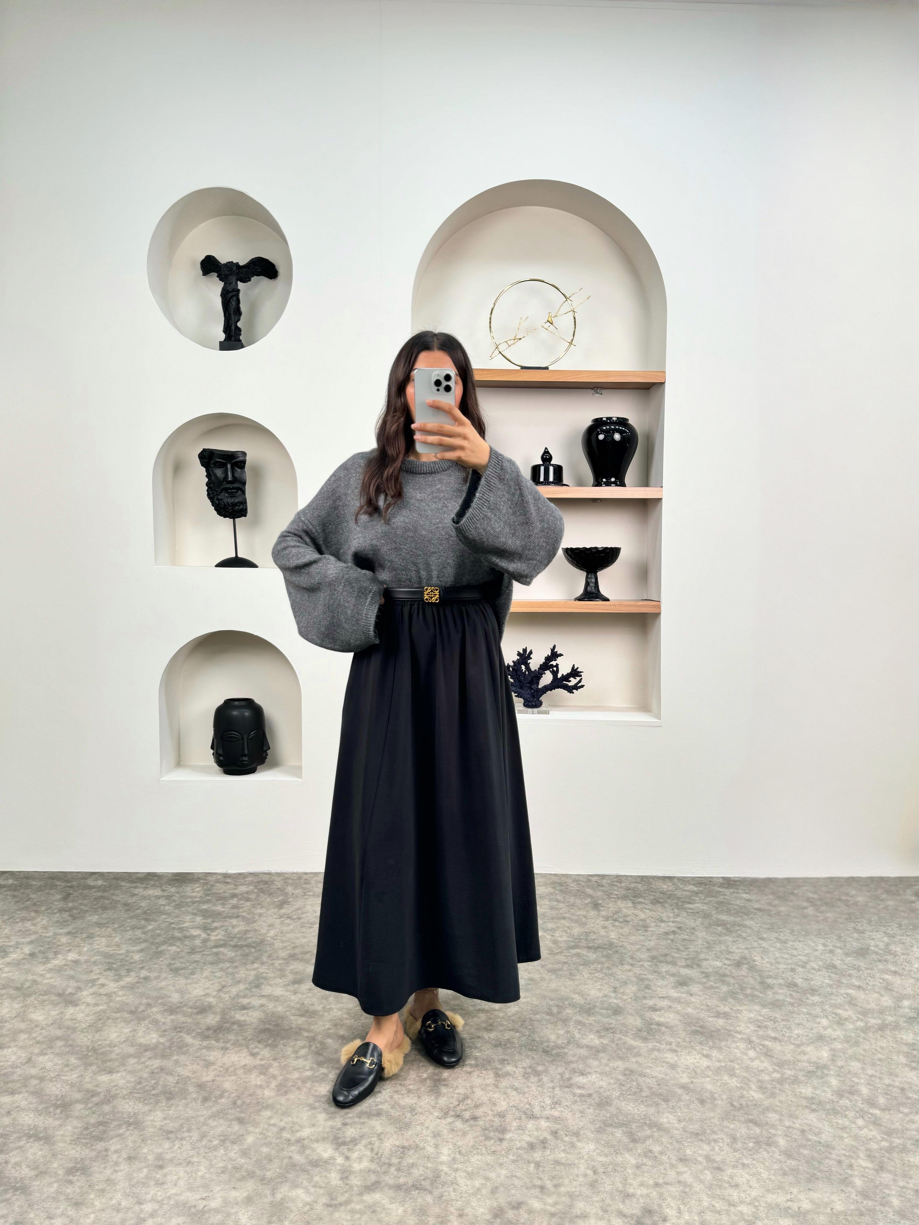 Sassa Siyah Beli Lastikli Kalın Cepli Tensel EtekGausETEKGU008990