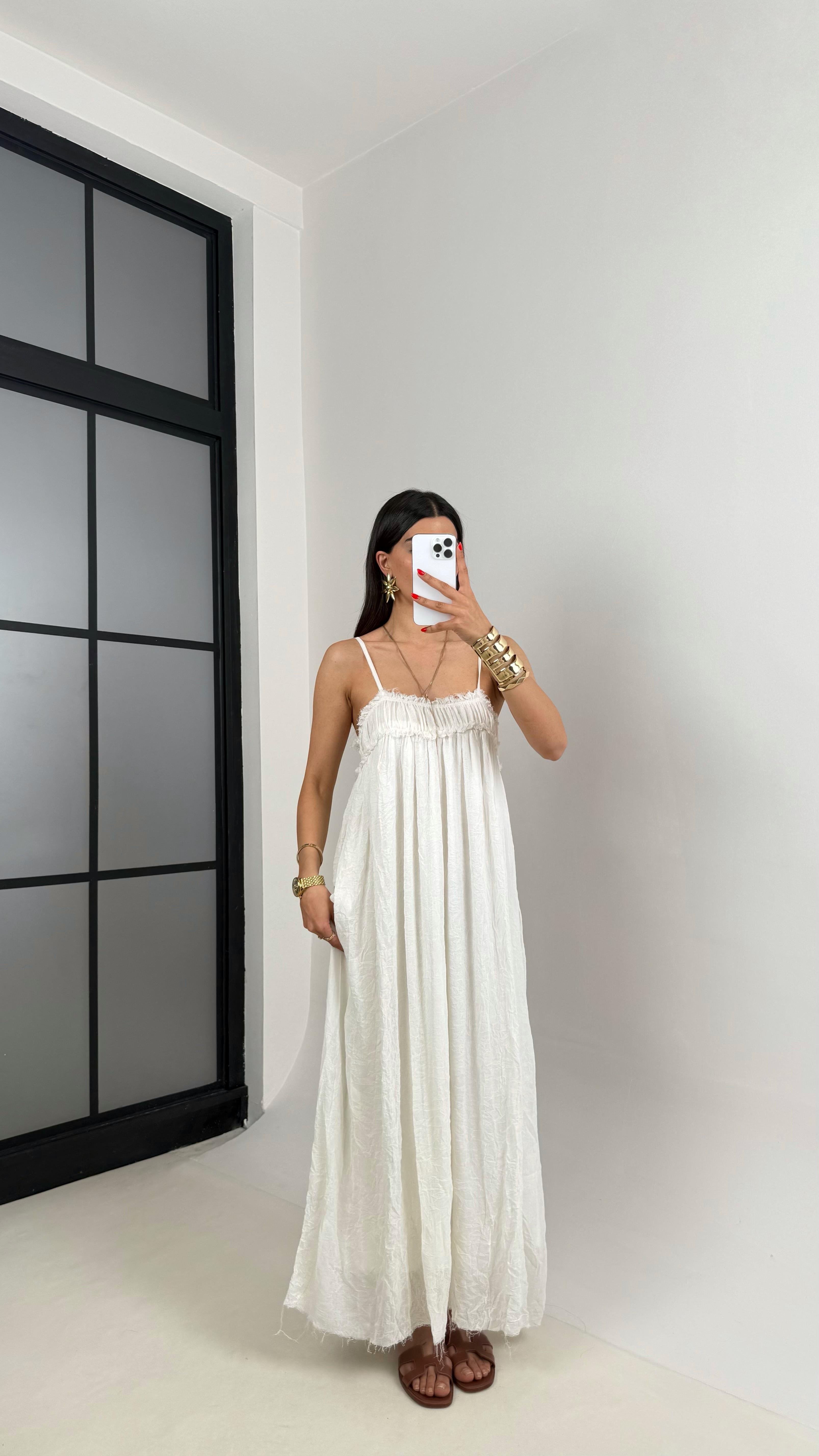 Beyaz Ayarlanabilir Askılı Astarlı Gipeli Tasarım Keten Takım Gaus00484GausELBİSEGU1002133