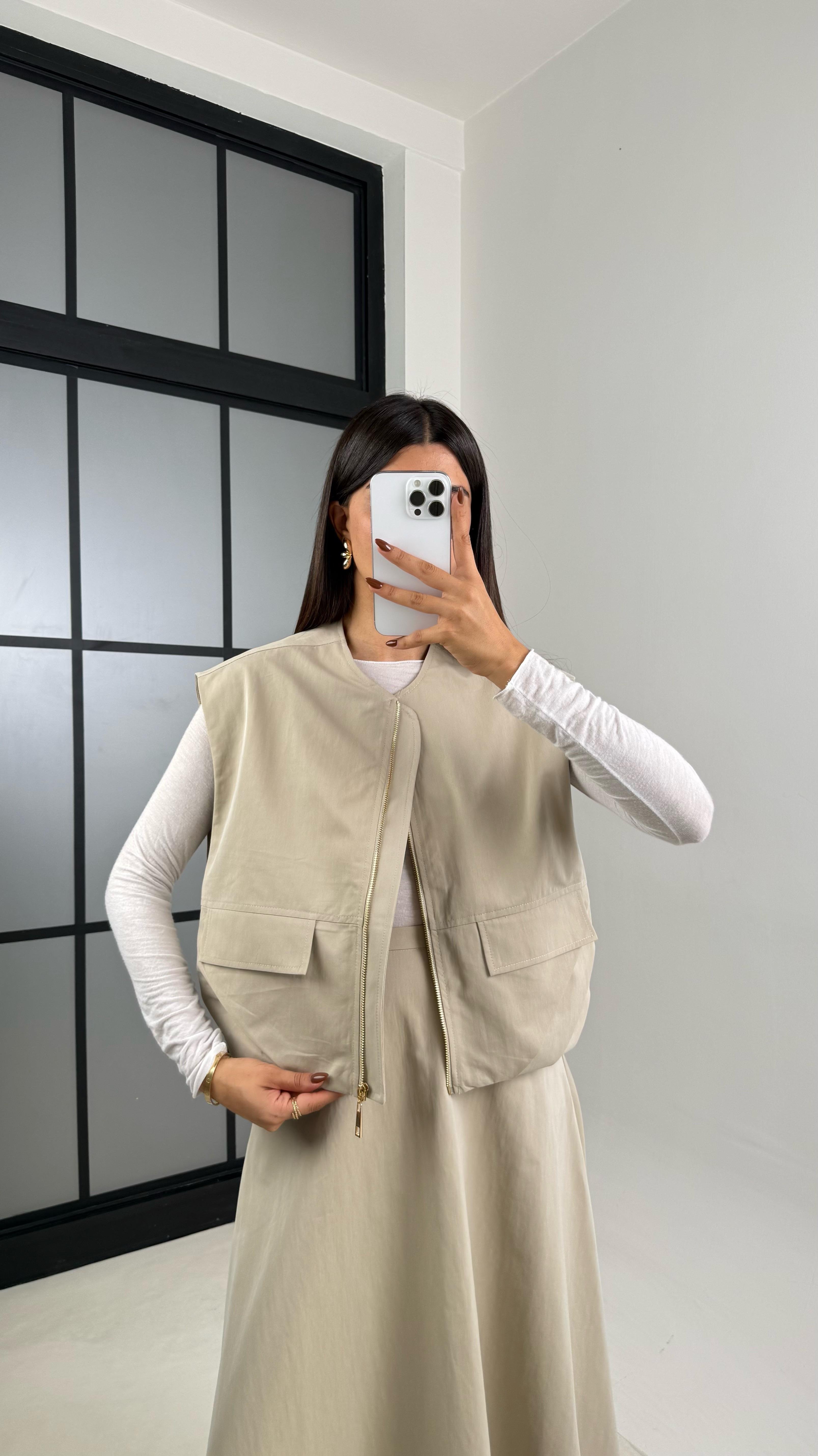 Taş Astarlı Cep Detaylı Yelek Etek İkili Premium Takım GAUS-00181GAUSTAKIMGAUS-00181