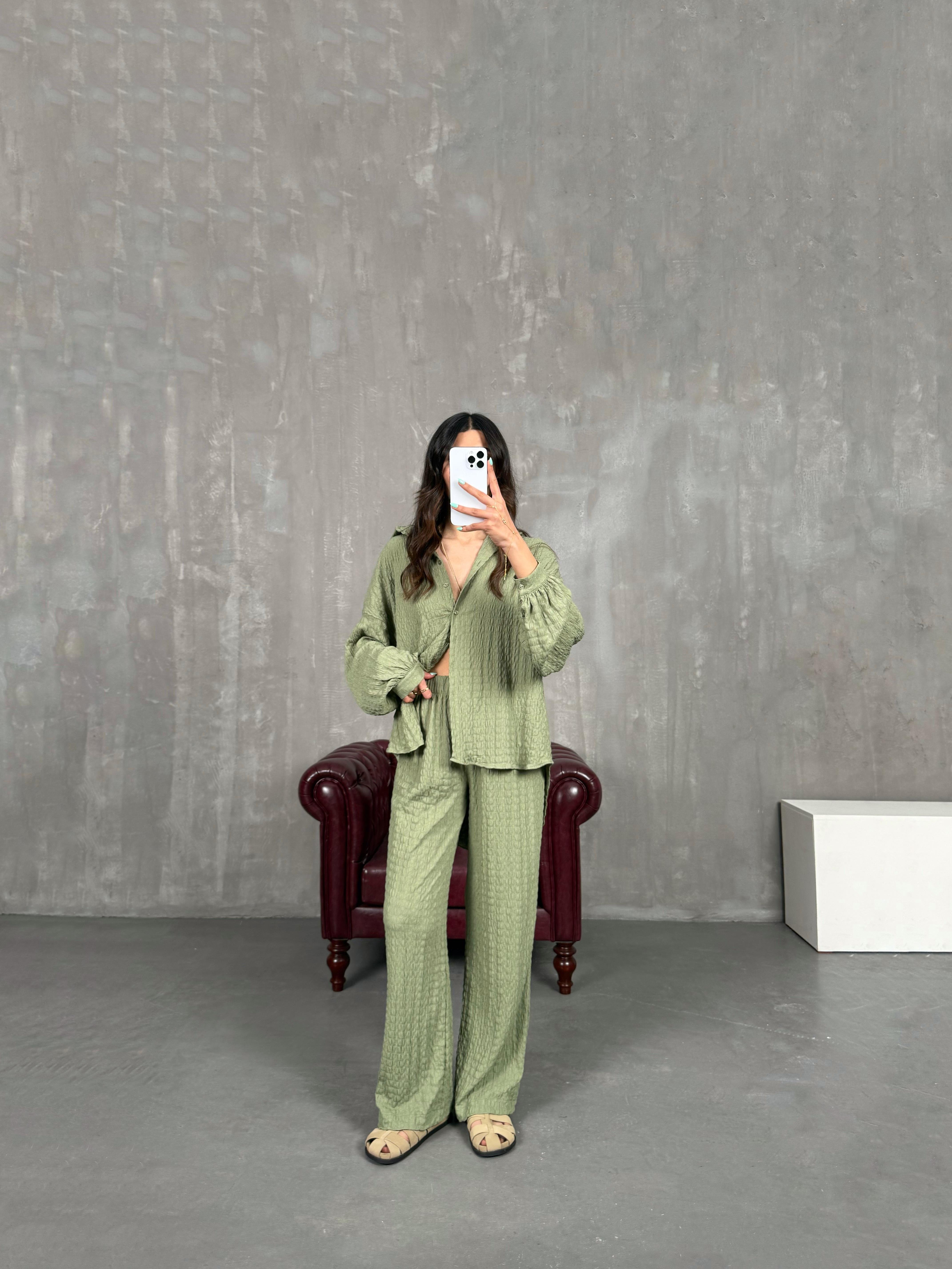 Haki Gömlek Pantolon Bürümcük Takım Gaus00232GausTAKIMGU1001533