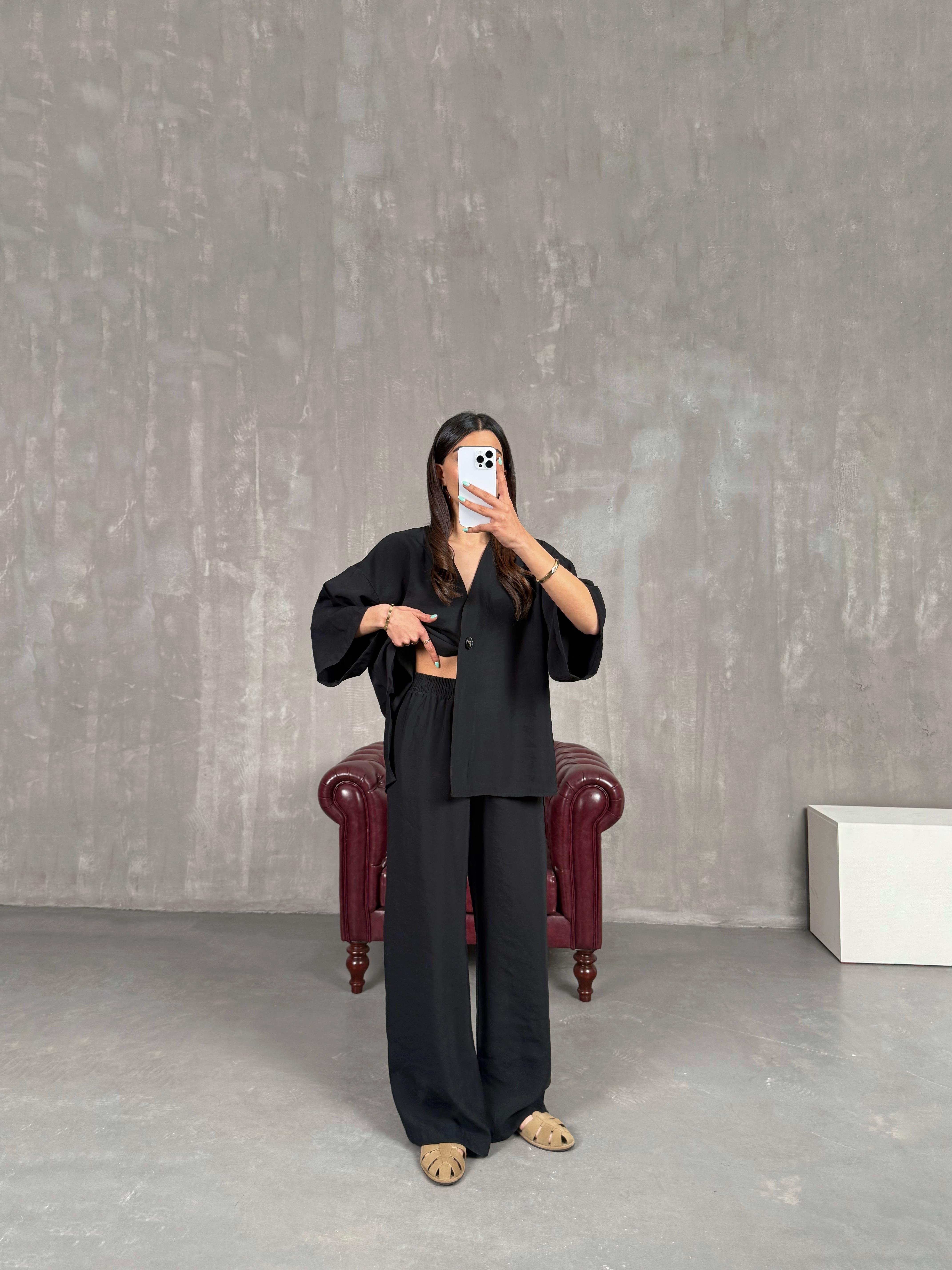 Siyah Beli Lastikli Yelekli Tensel Takım Gaus00247GausTAKIMGU1001572