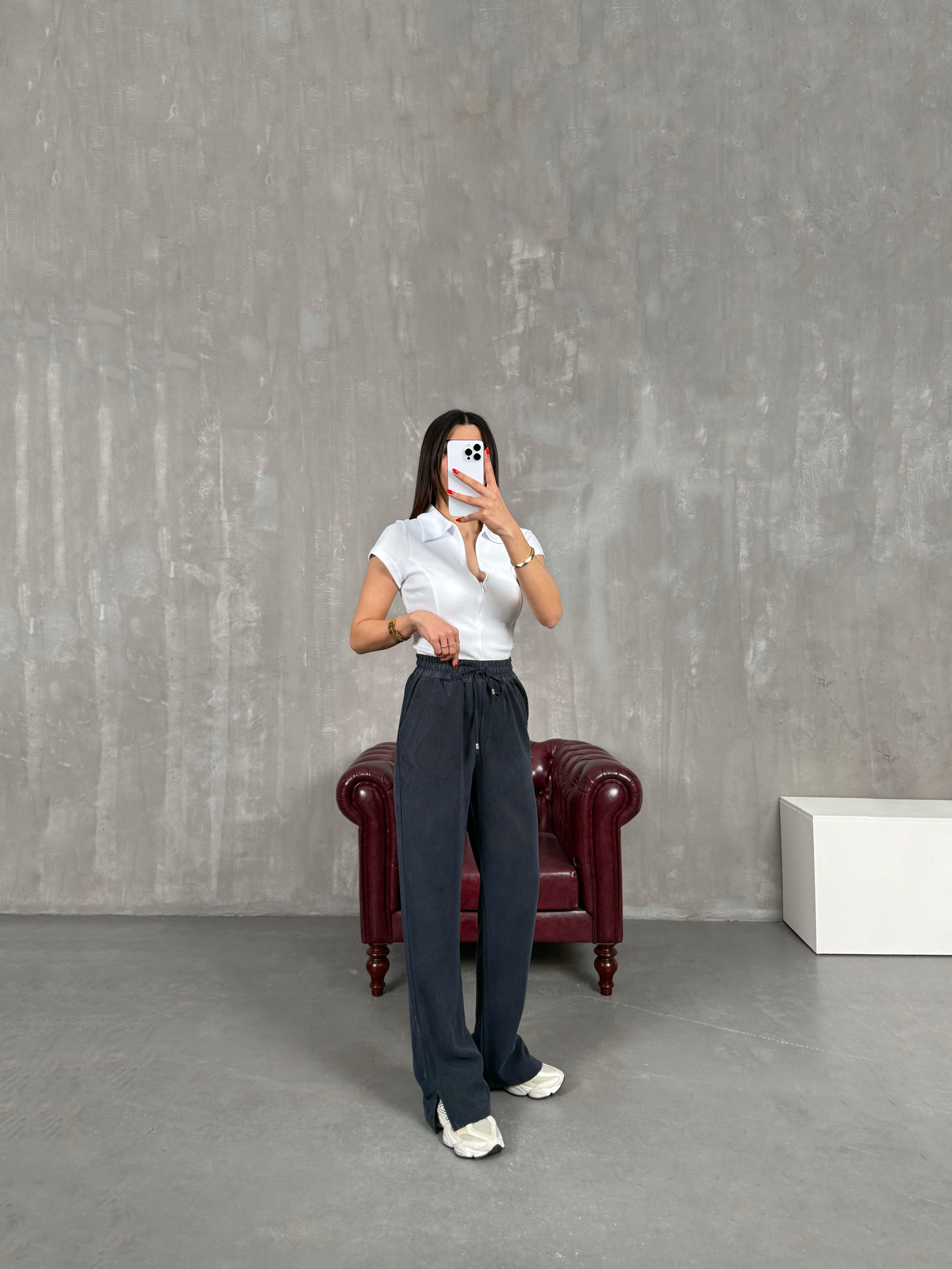 Antrasit Beli Lastikli MD Muadil Tensel Pantolon Gaus00190GausPANTOLONGU1001439