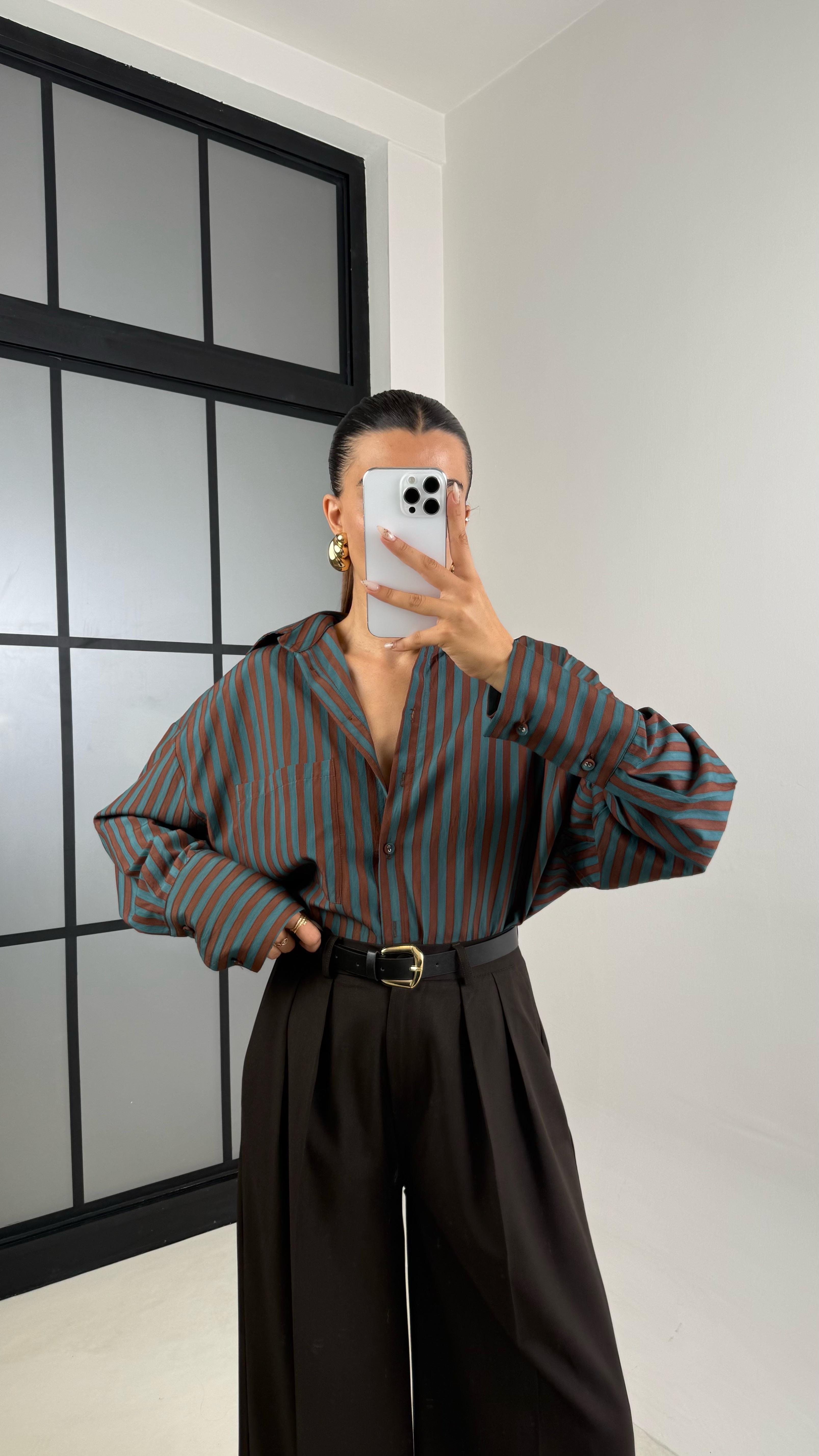 Yeşil Çizgili Premium Gömlek GAUS-00139GAUS القمصان GAUS-00139