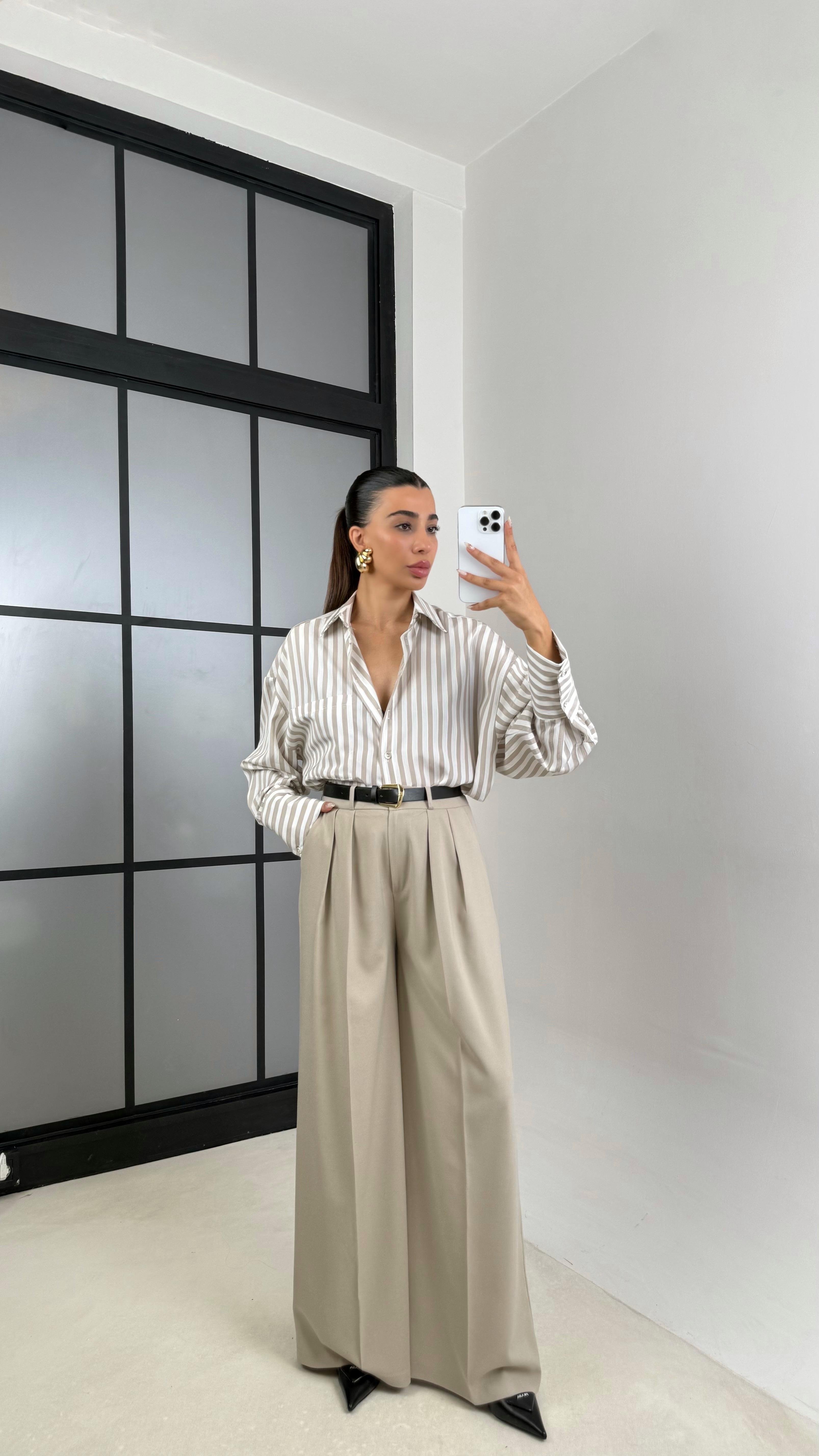 Taş Kemerli Cepli Palazzo Pantolon GAUS-00142GAUSPANTOLONGAUS-00142