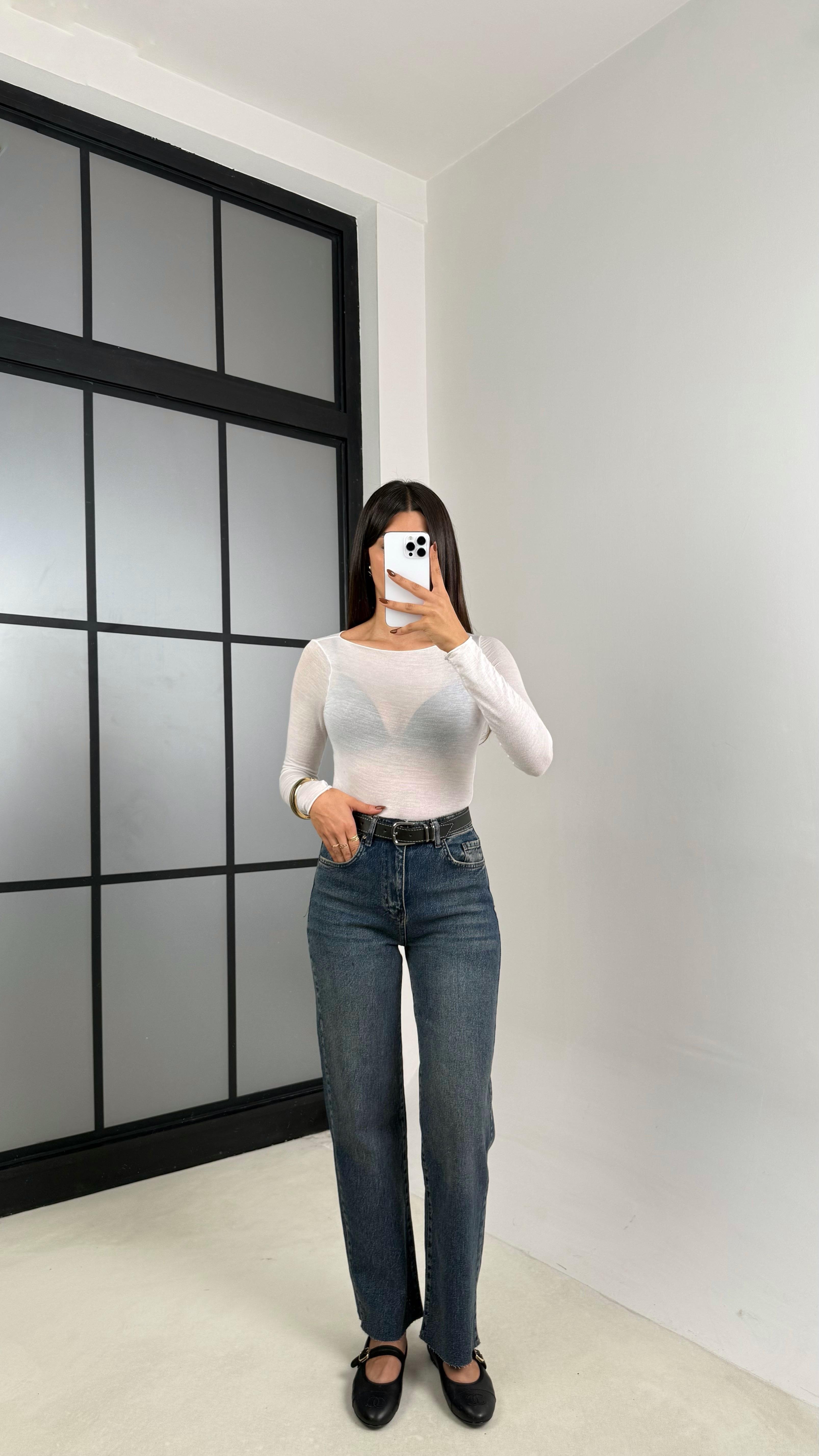 Lacivert Kesik Paça Kemerli Jean GAUS-00149GAUSDENİM PANTOLONGAUS-00149