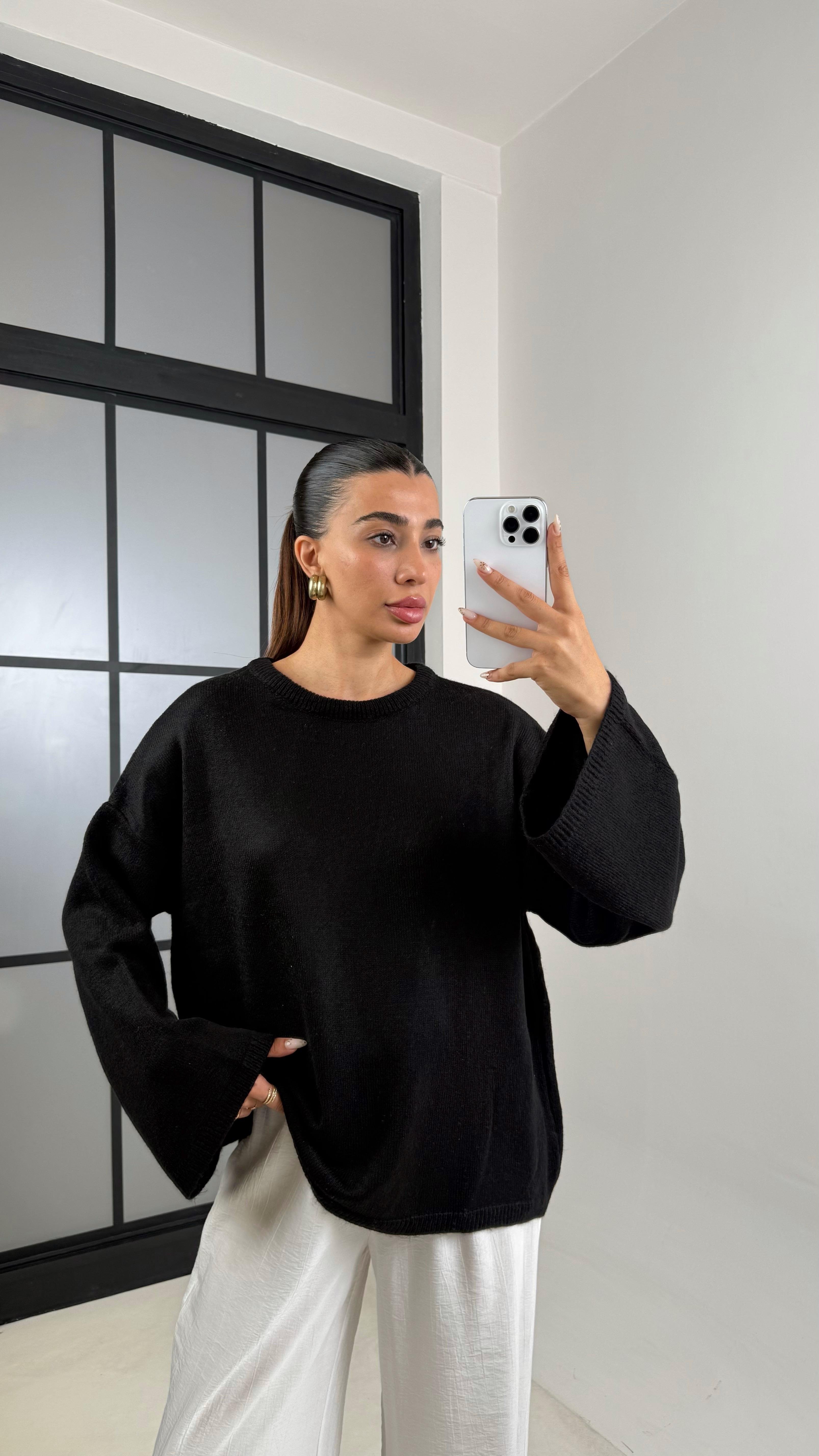 Siyah Basic MD Muadil Triko Kazak GAUS-00114GAUS الكنزات GAUS-00114