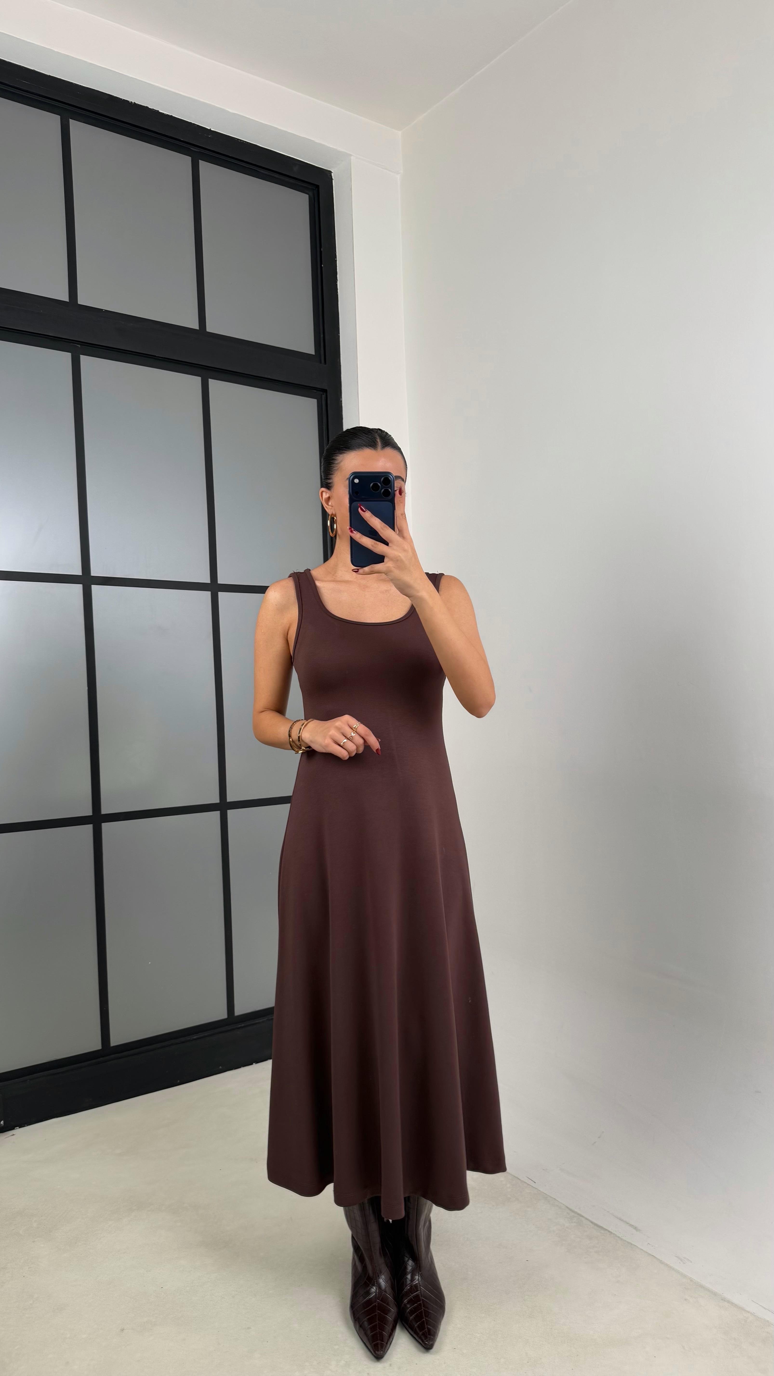 Acı Kahve Kazak Elbise İkili Basic Modal Takım GAUS-00722GAUSTAKIMGAUS-00722