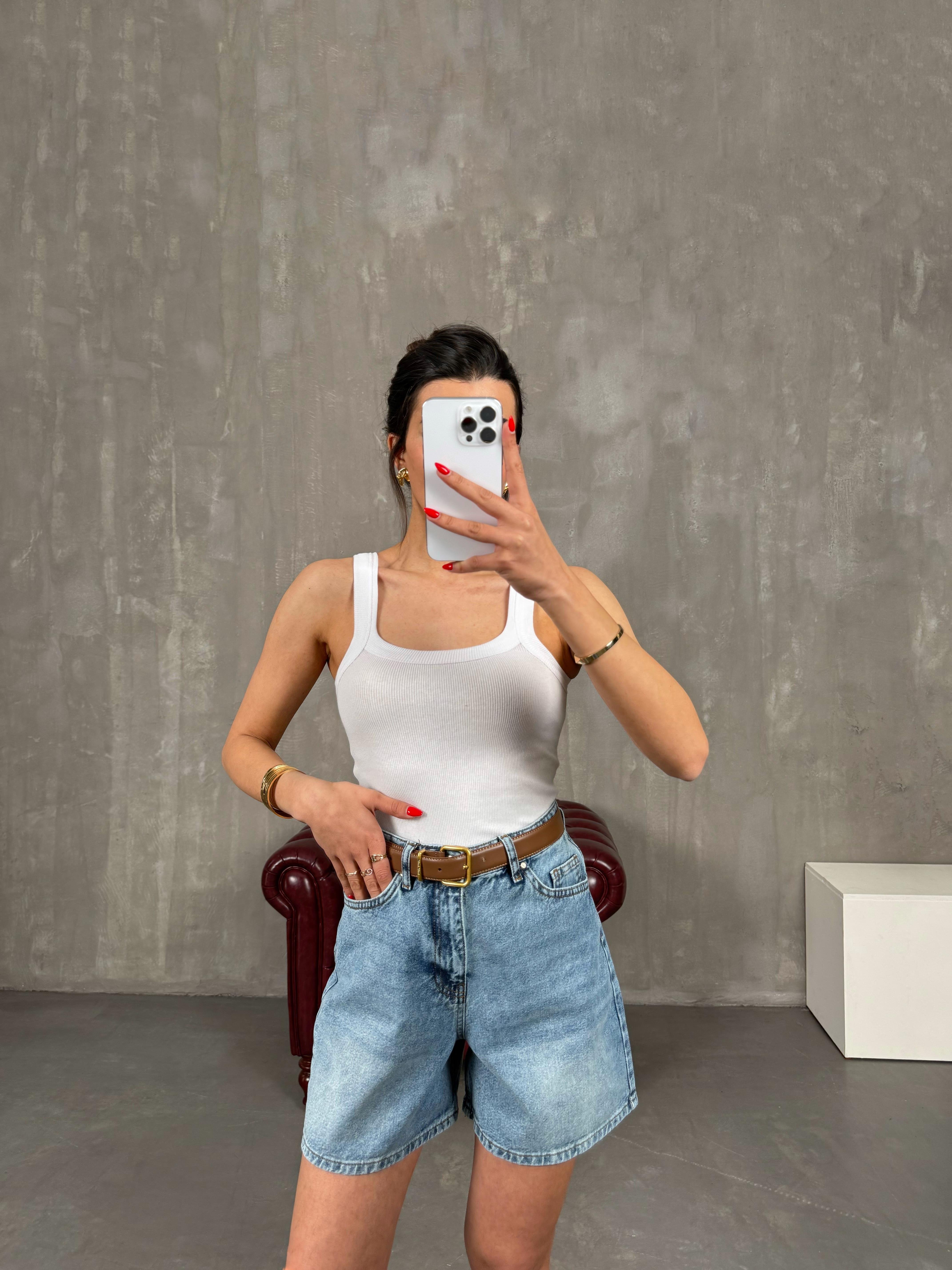 Beyaz Askılı Crop Gaus00220GausCROPGU1001505