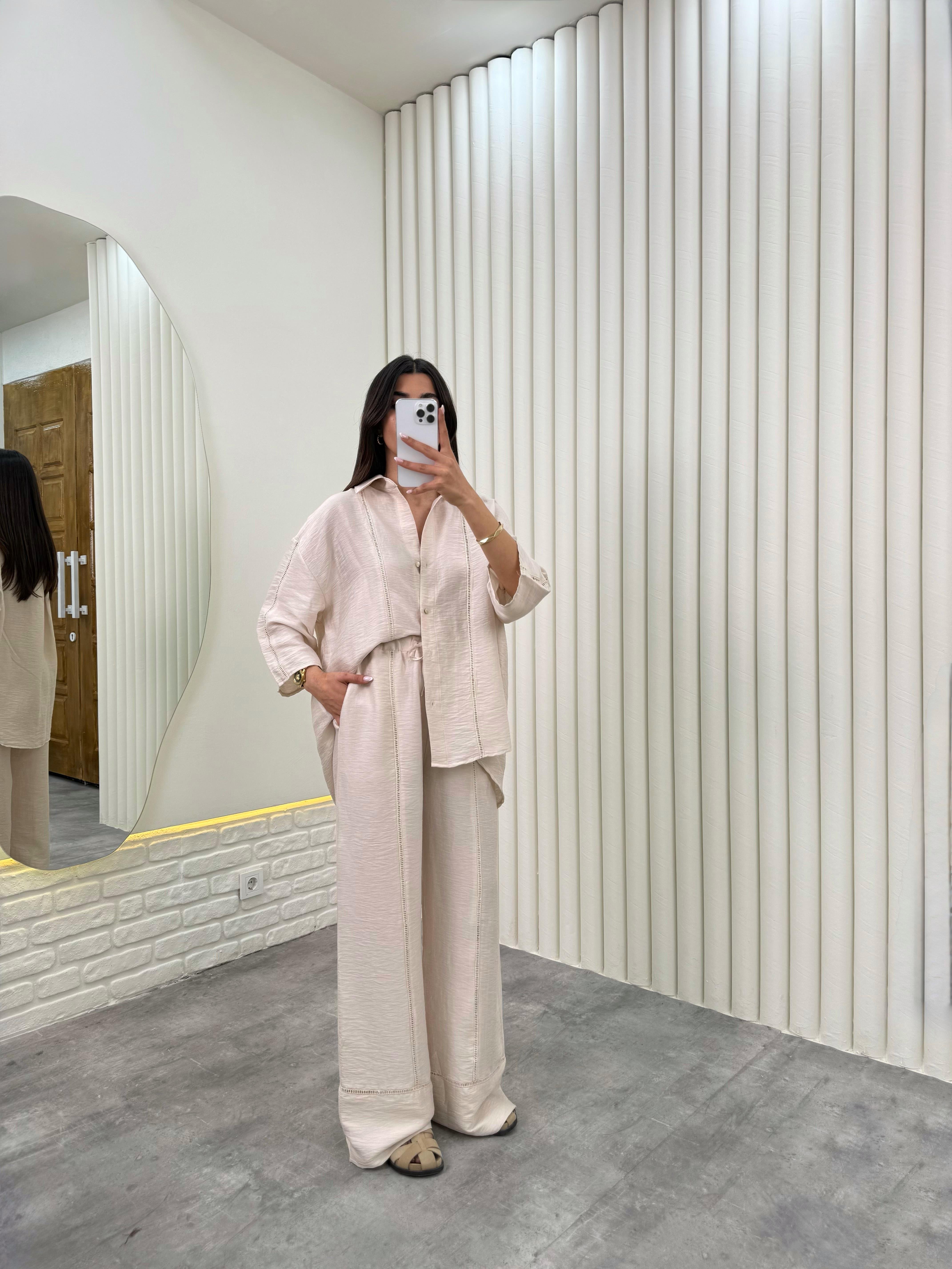 Taş  ZR Model Cepli İthal Keten Takım Gaus00312GausTAKIMGU1001717