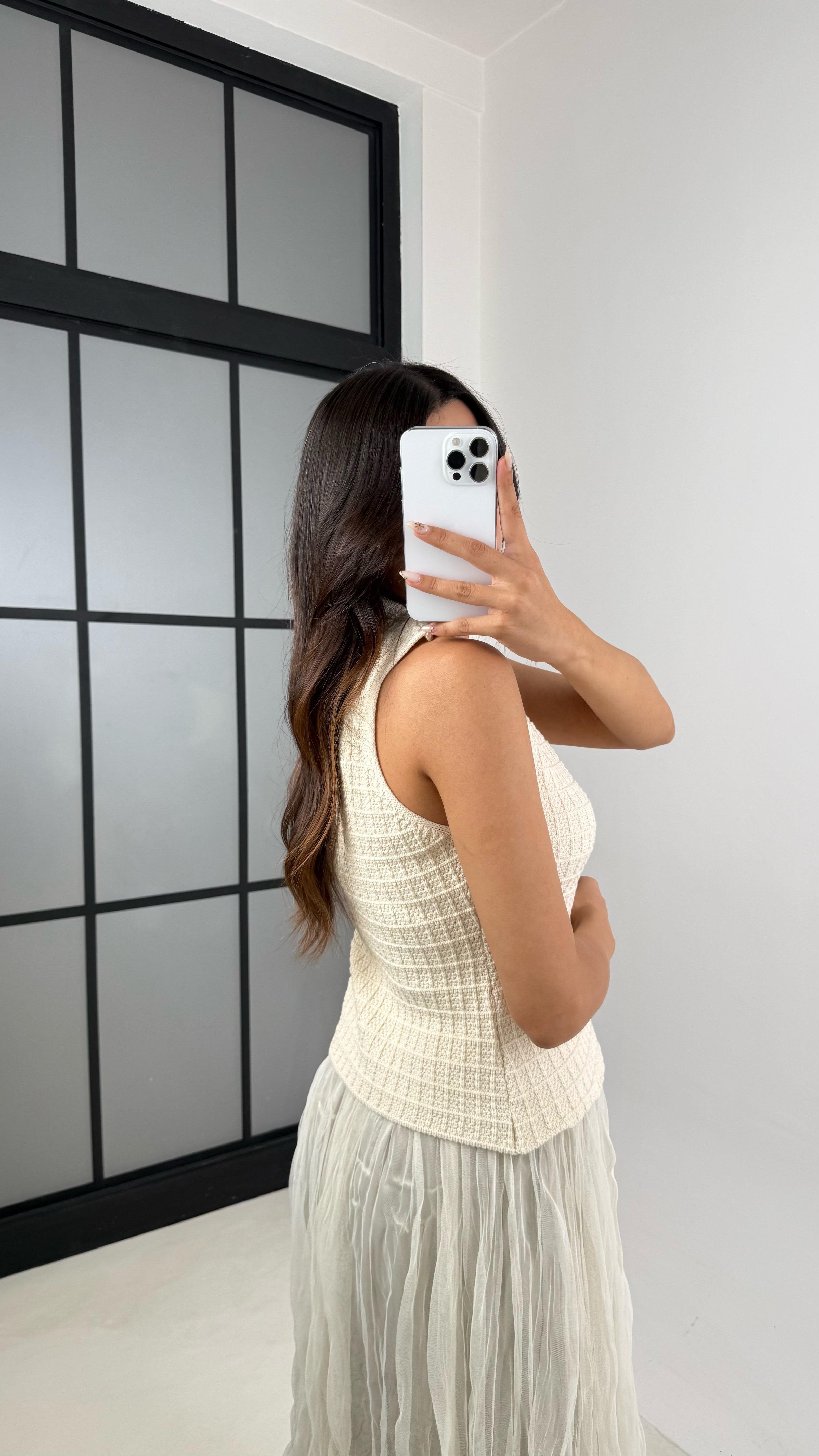 Ekru Gold Düğmeli Örgü Triko Yelek GAUS-00101GAUS السترات الصوفية GAUS-00101