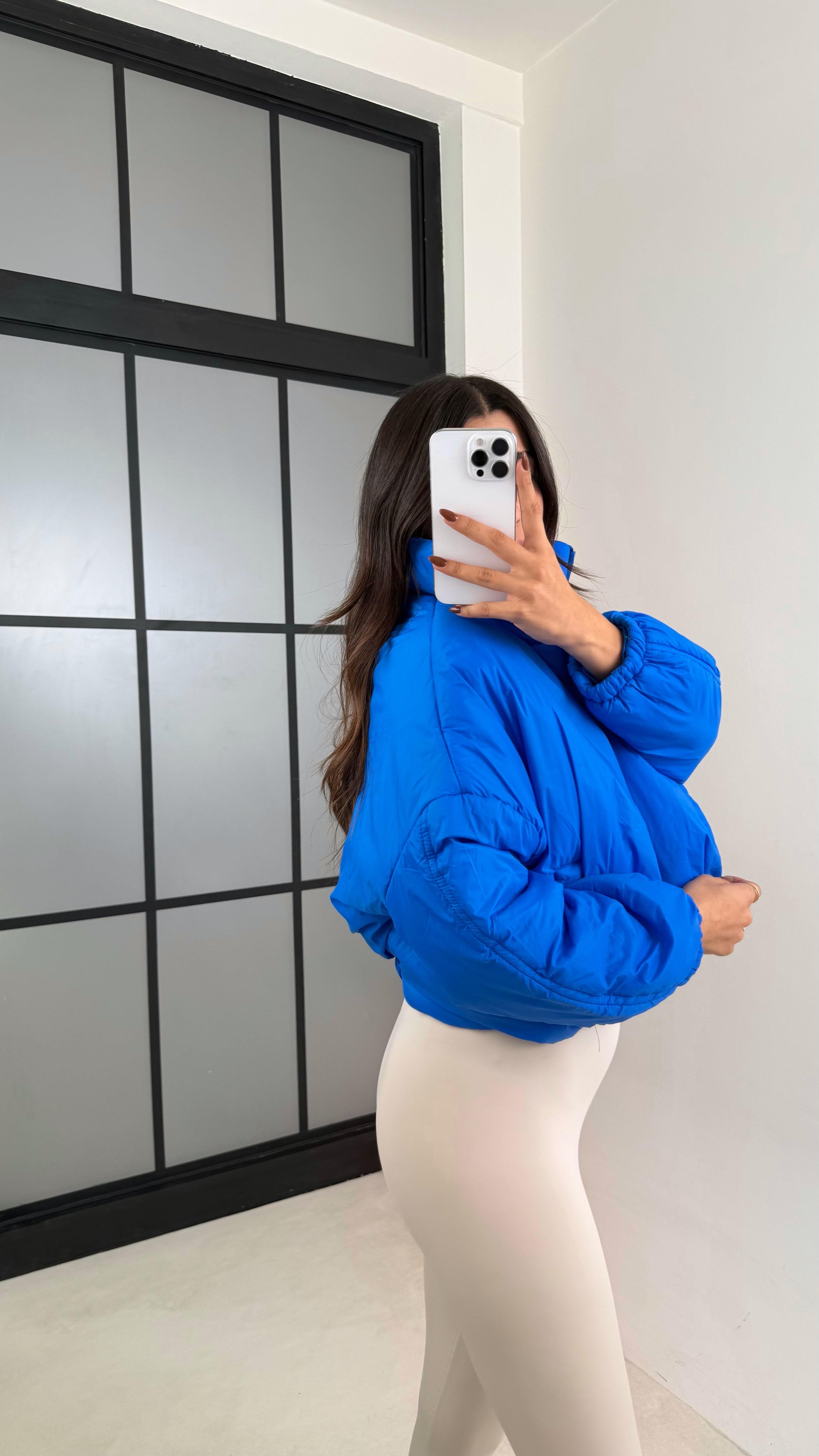 Mavi Kısa Şişme Mont GAUS-00137GAUS الجواكيت GAUS-00137