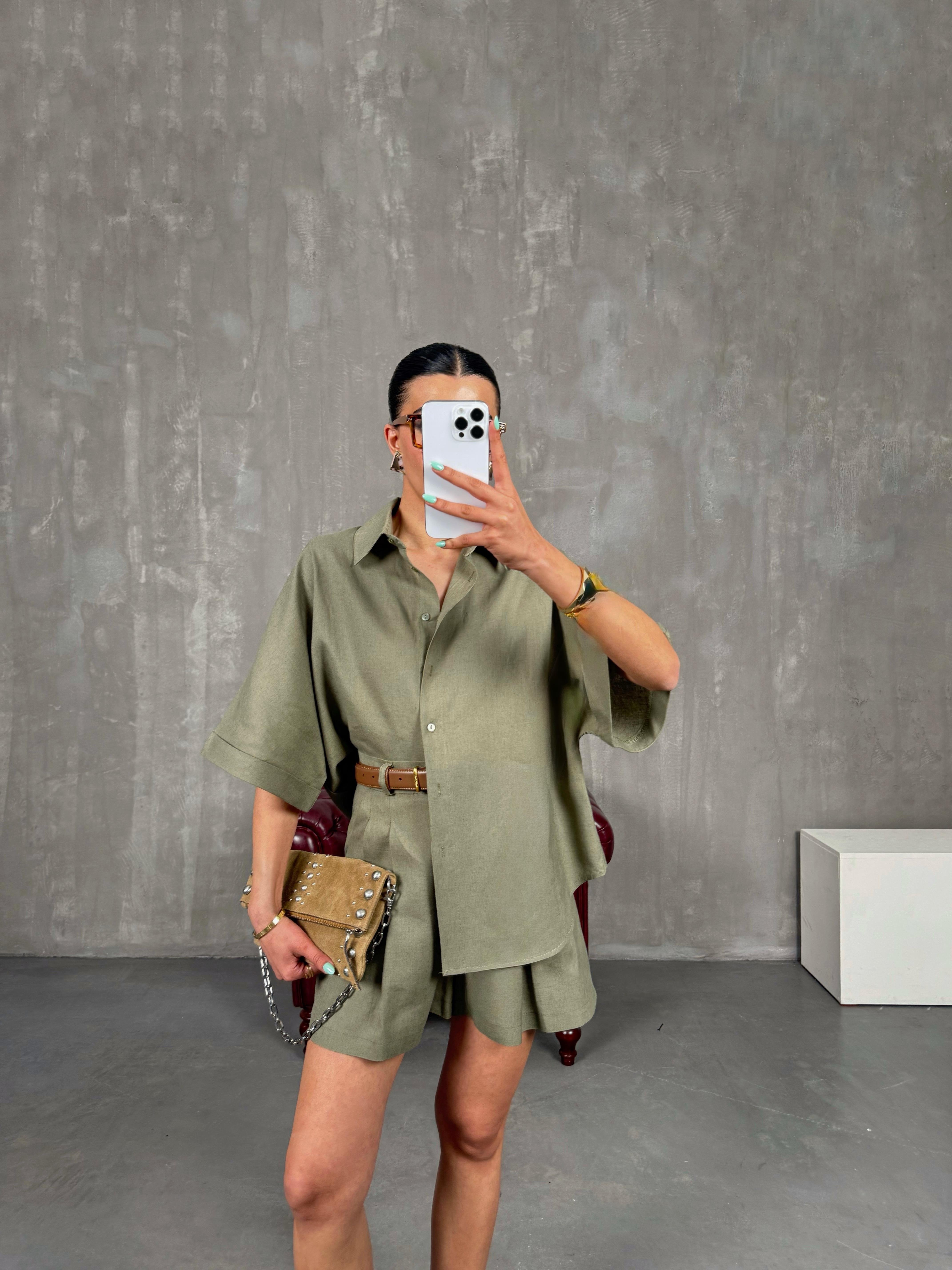 Haki Premium İkili Keten Takım Gaus00239GausTAKIMGU1001555