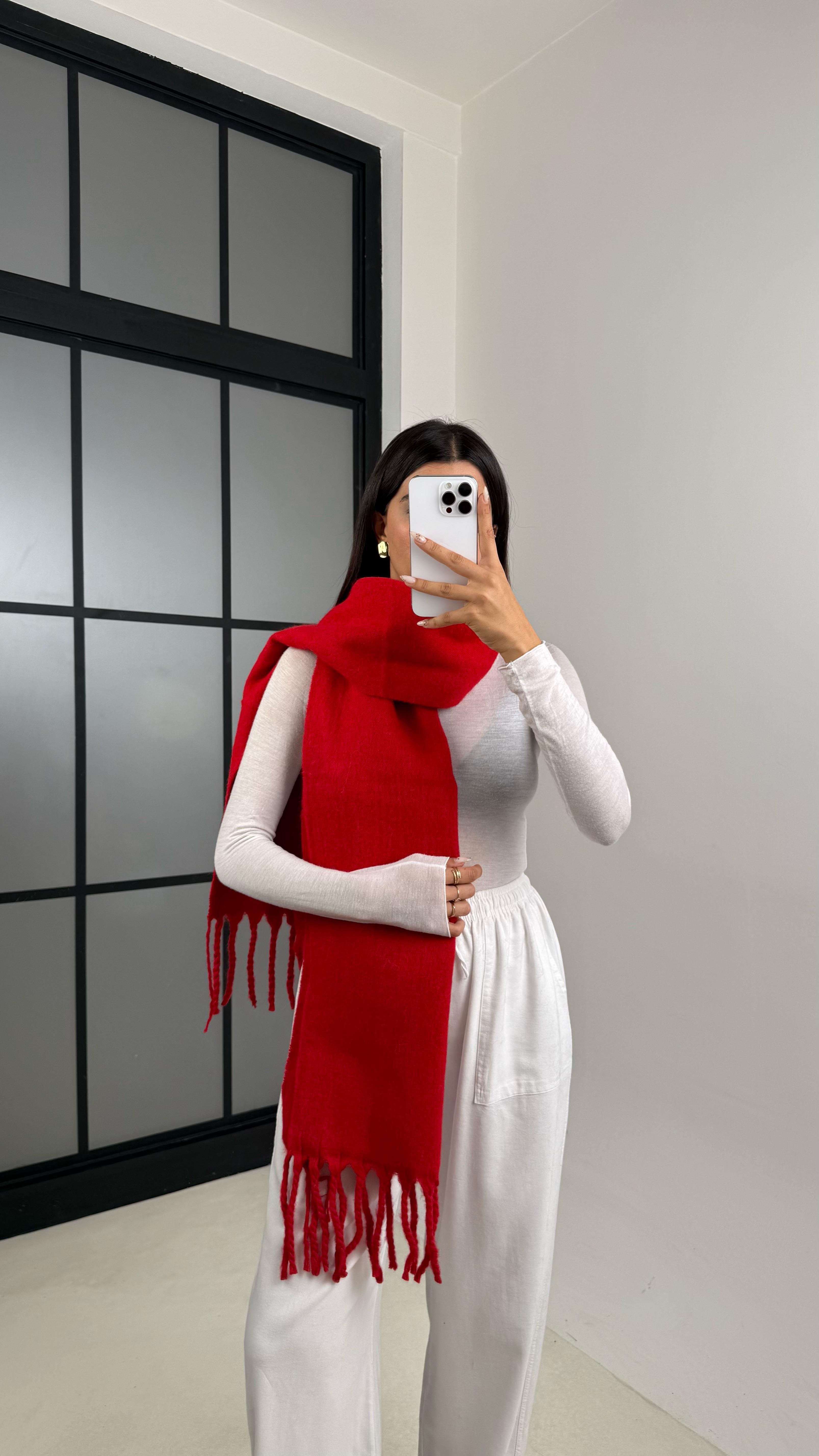 Kırmızı Saçaklı Atkı GAUS-00124GAUSالملابس العلوية  GAUS-00124