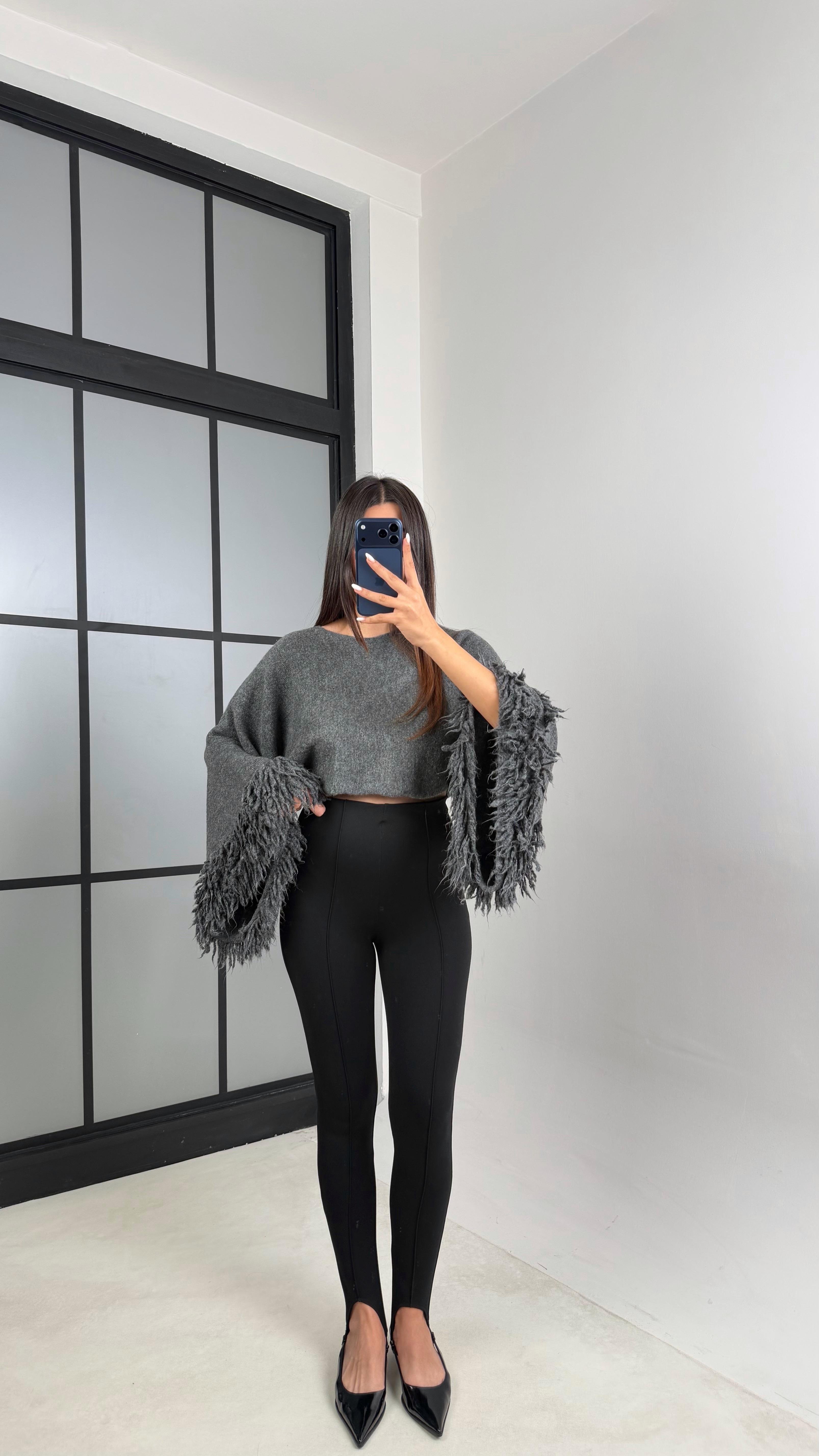 Siyah Çımalı Topuktan Geçirmeli Tayt GAUS-00642GAUSTAYTGAUS-00642