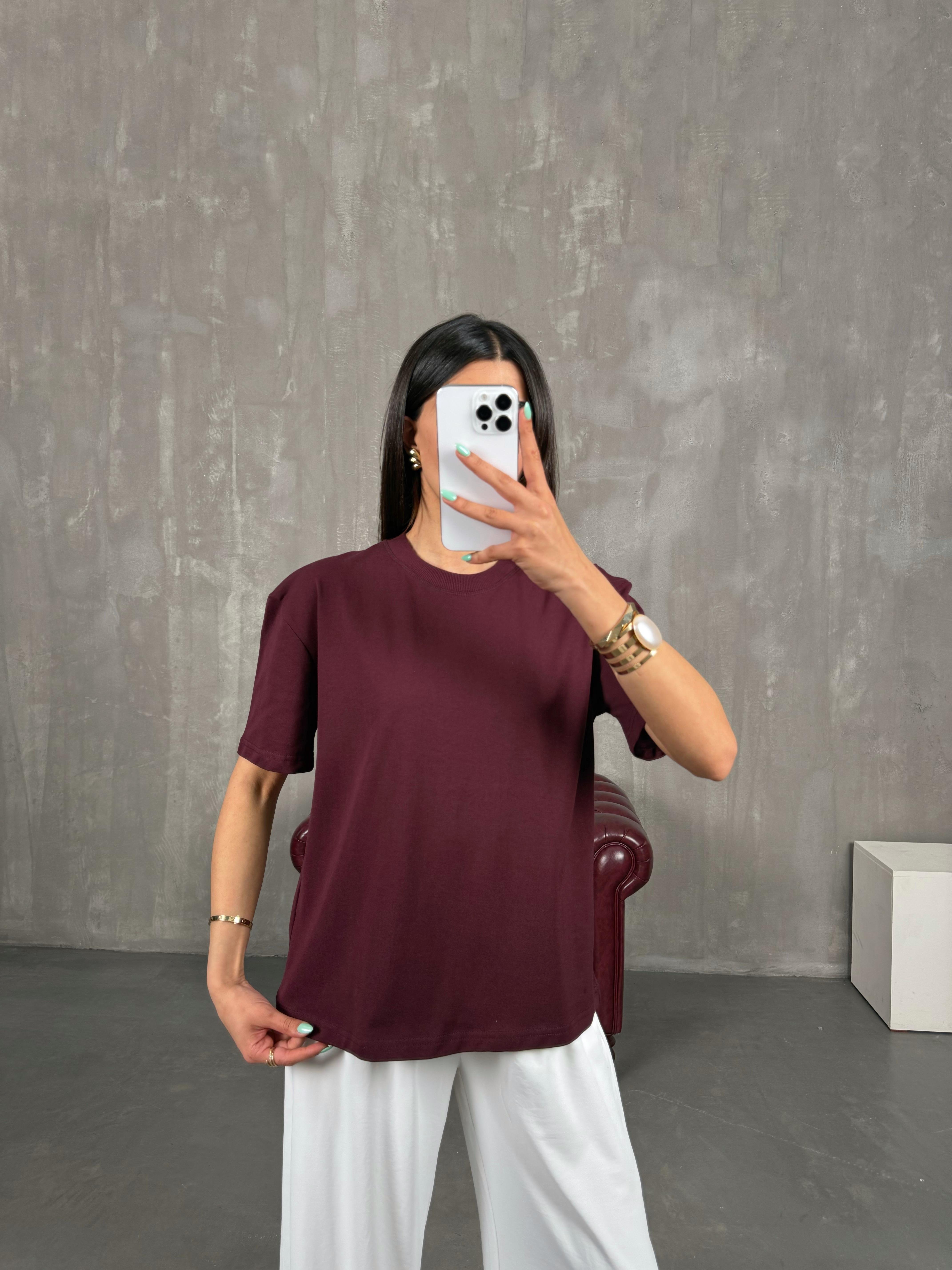 Bordo Bisiklet Yaka Tshirt Gaus00250GausT-shirtGU1001576