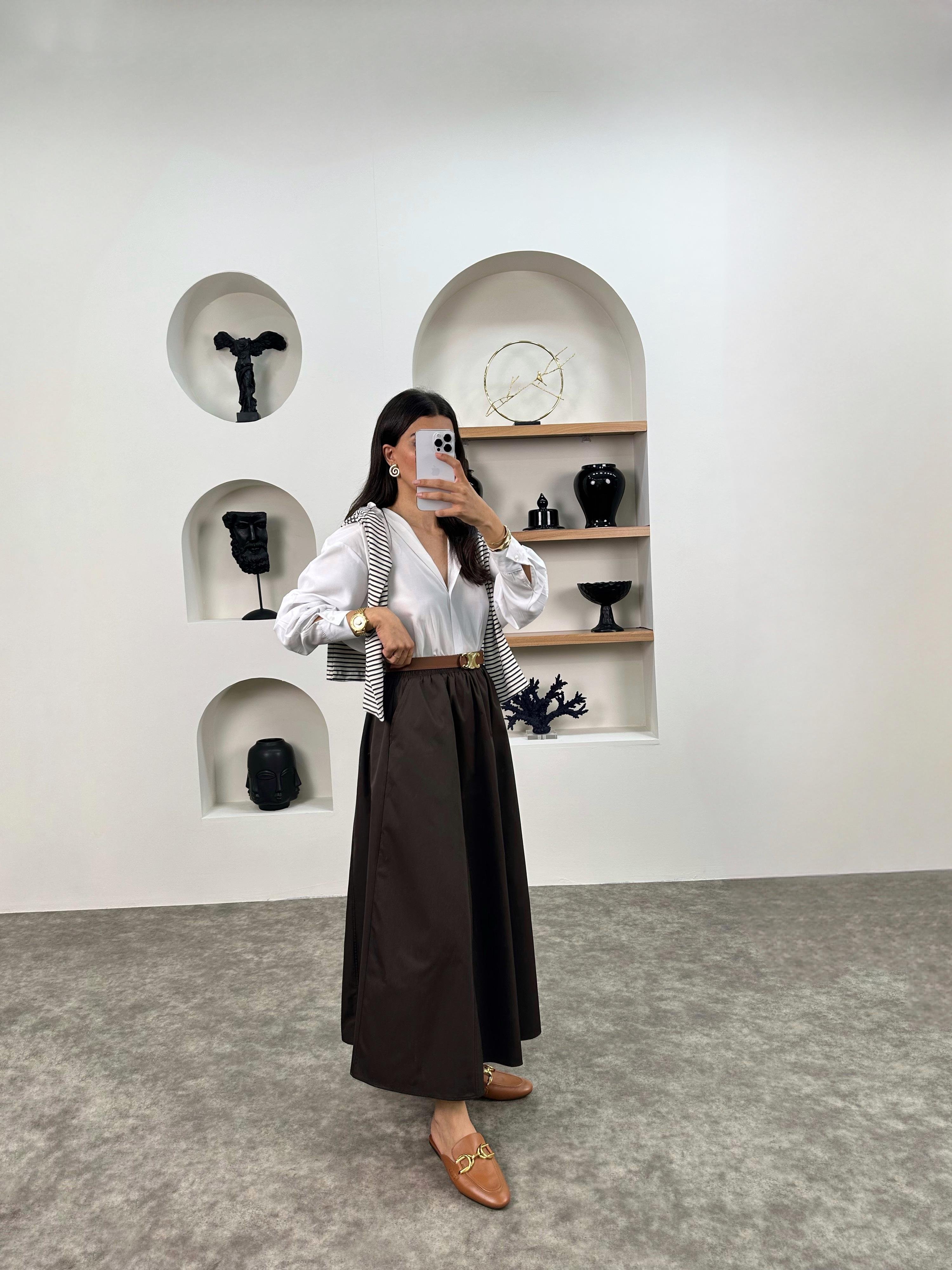 Gosa Acı Kahve Beli Lastikli Gabardin Kumaş EtekGausETEKGU008961