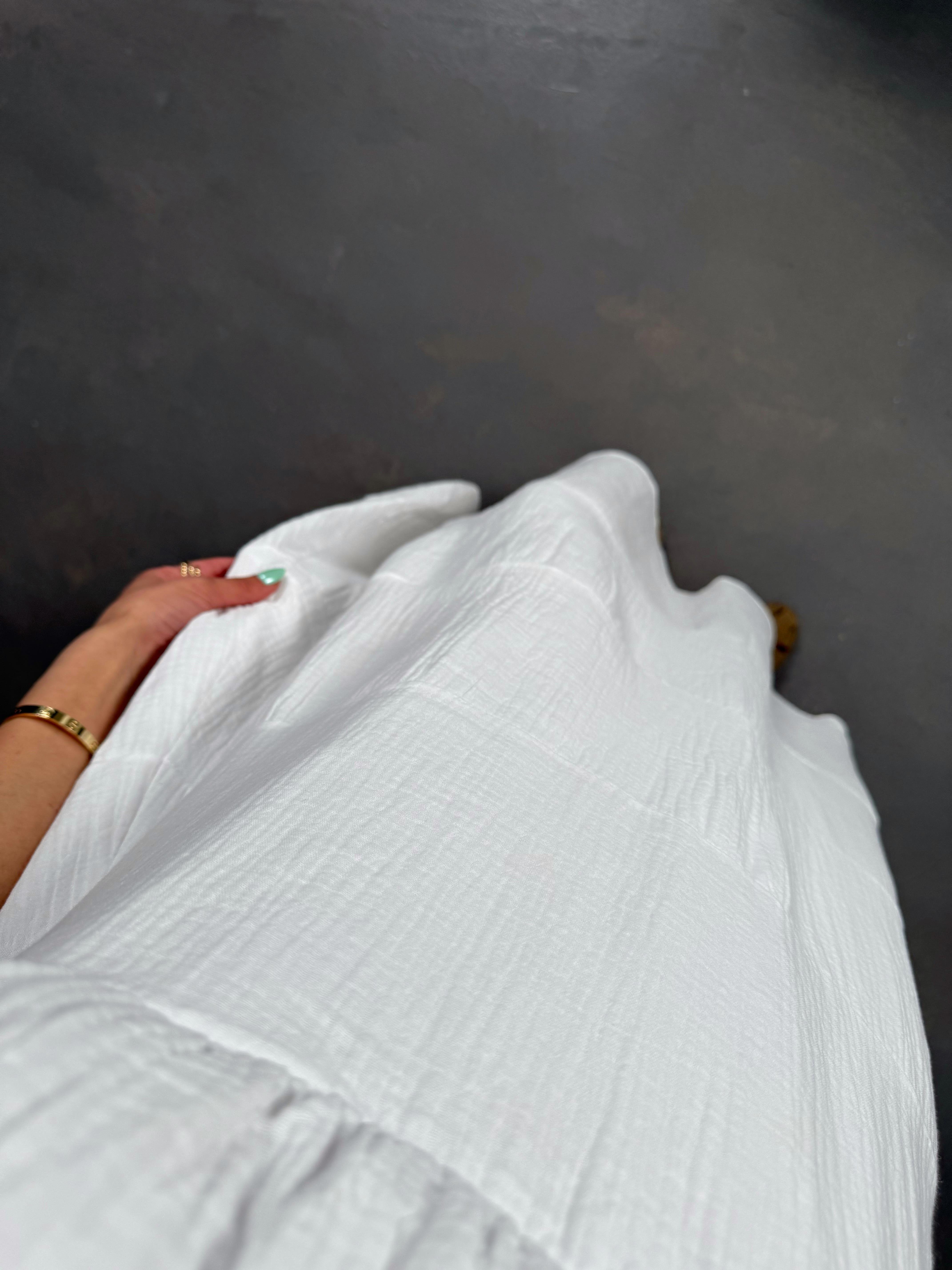 Beyaz Ayarlanabilir Askılı Yarım Astarlı Müslin Elbise Gaus00244GausELBİSEGU1001565