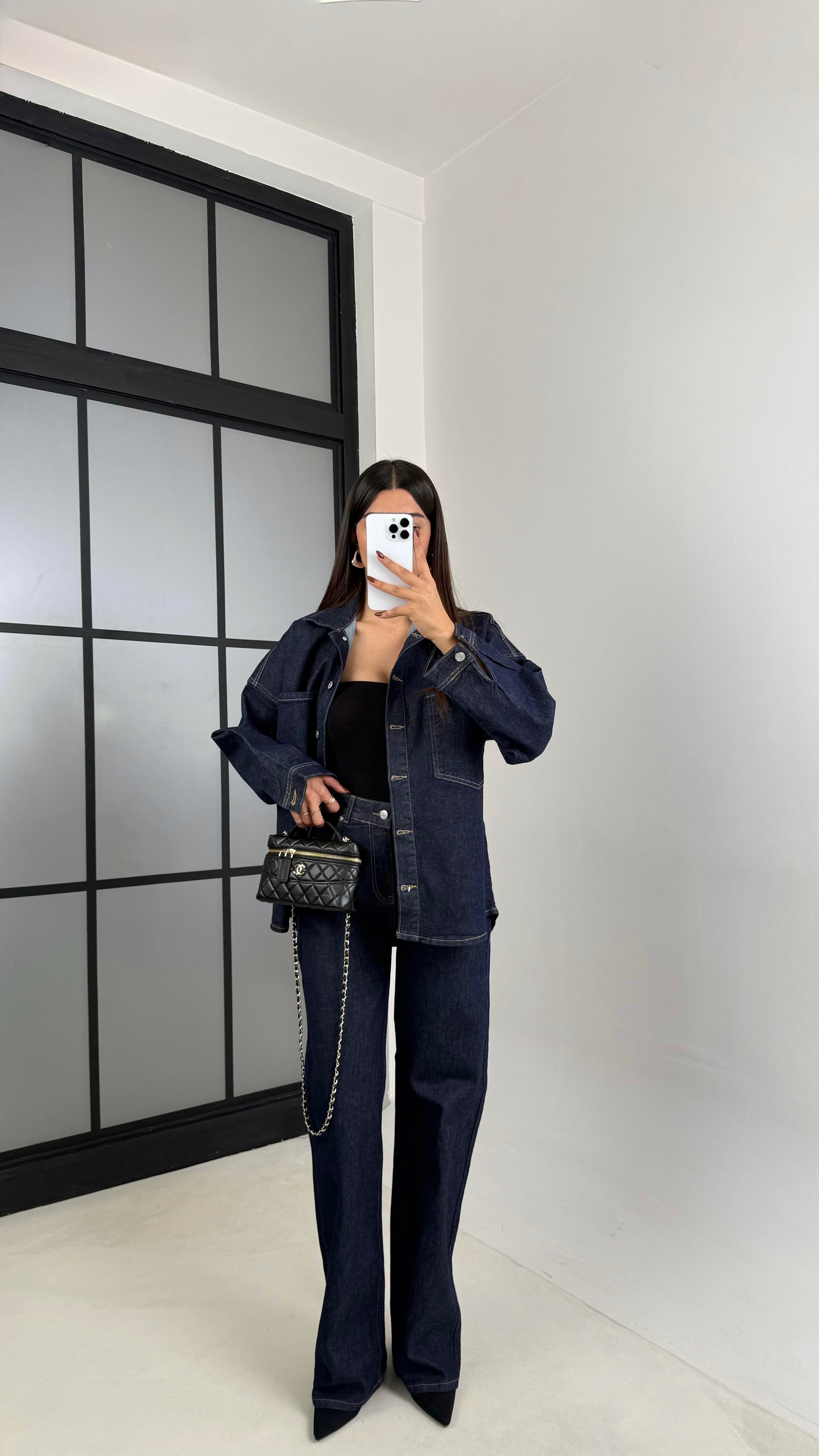 Lacivert Denim Gömlek Pantolon Takım GAUS-00220GAUSTAKIMGAUS-00220