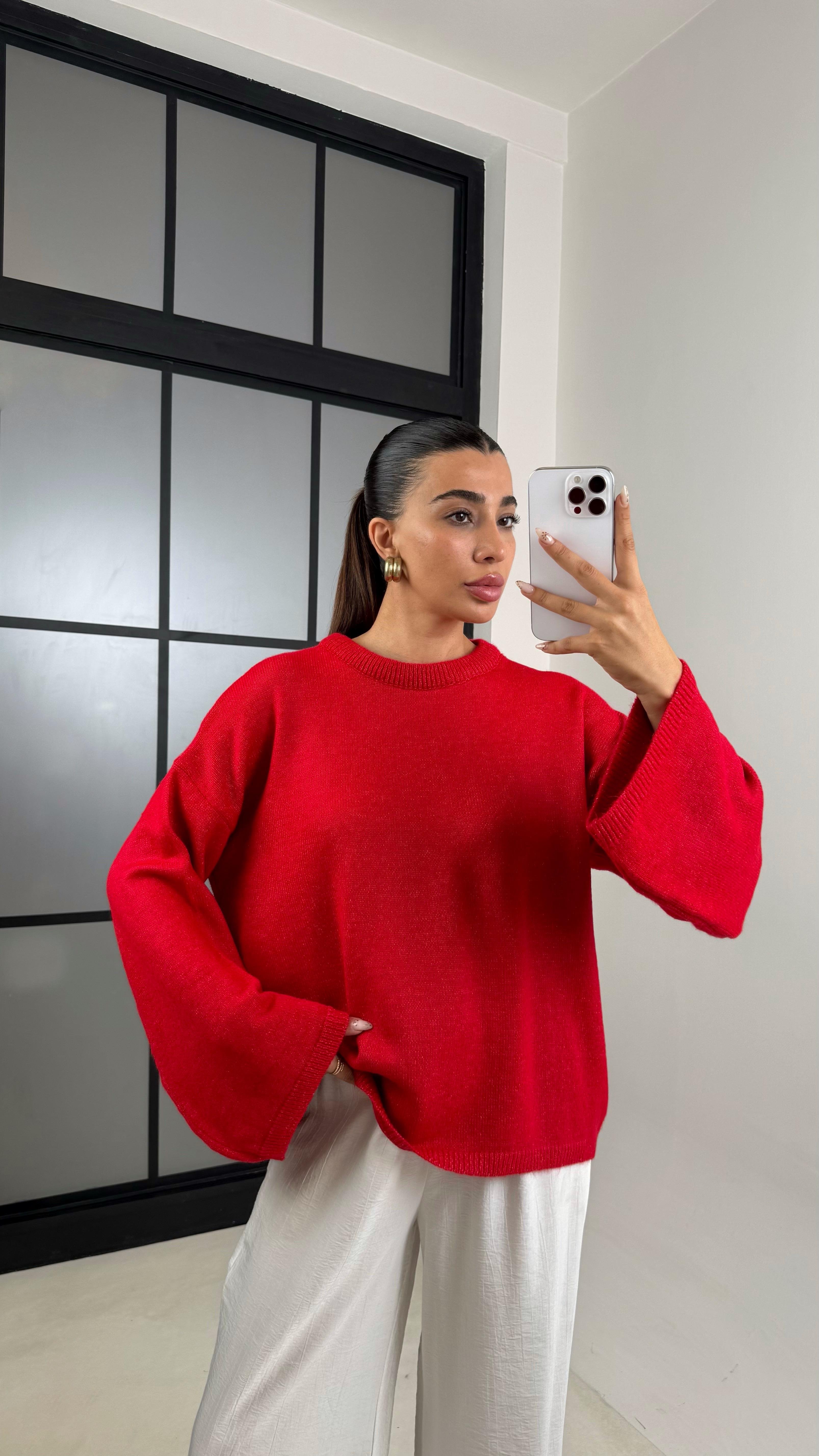 Kırmızı Basic MD Muadil Triko Kazak GAUS-00114GAUS الكنزات GAUS-00114