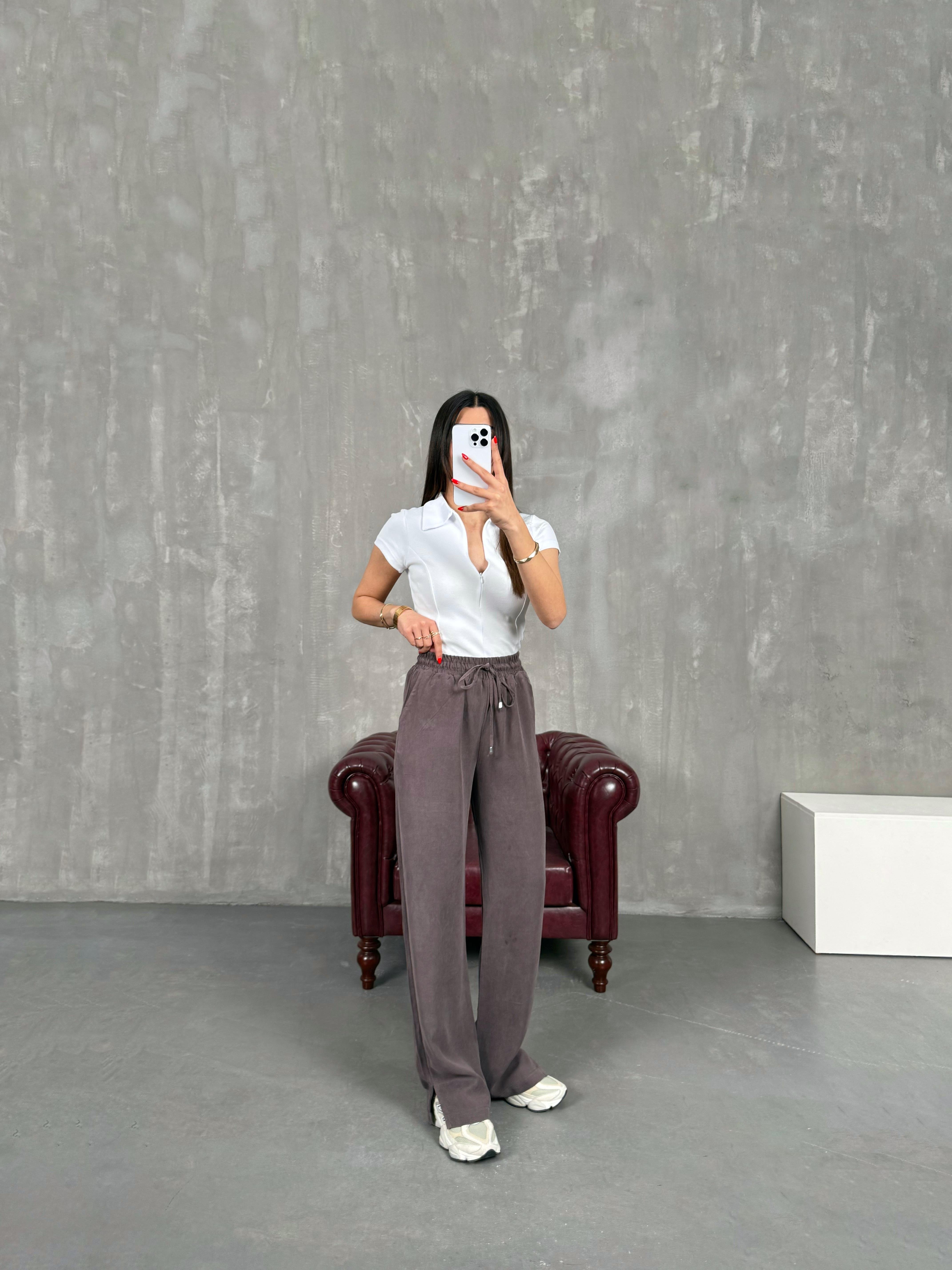 Kahve Beli Lastikli MD Muadil Tensel Pantolon Gaus00190GausPANTOLONGU1001441