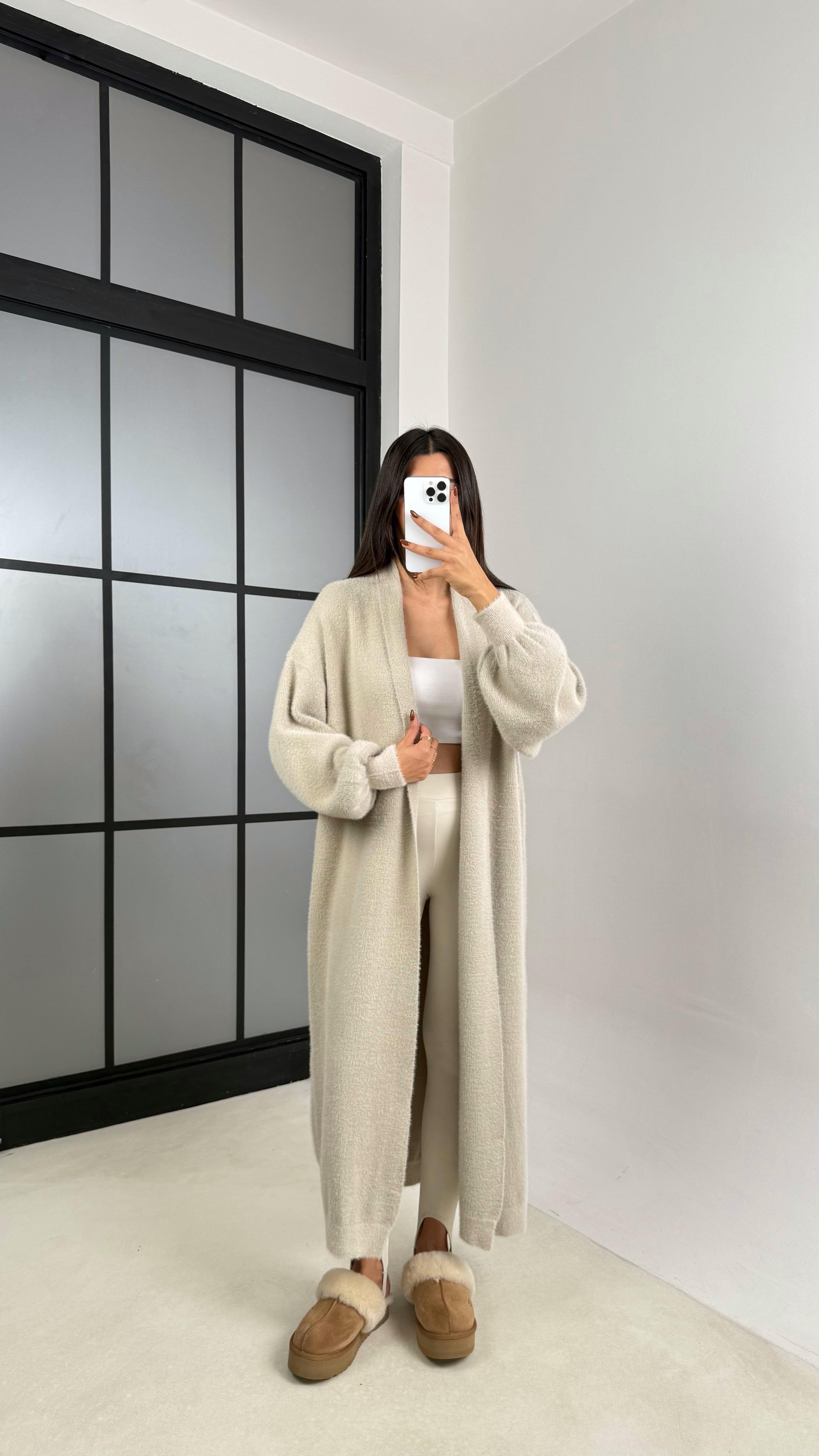 Krem Uzun Oversize Triko Hırka GAUS-00157GAUS الكارديغان  GAUS-00157