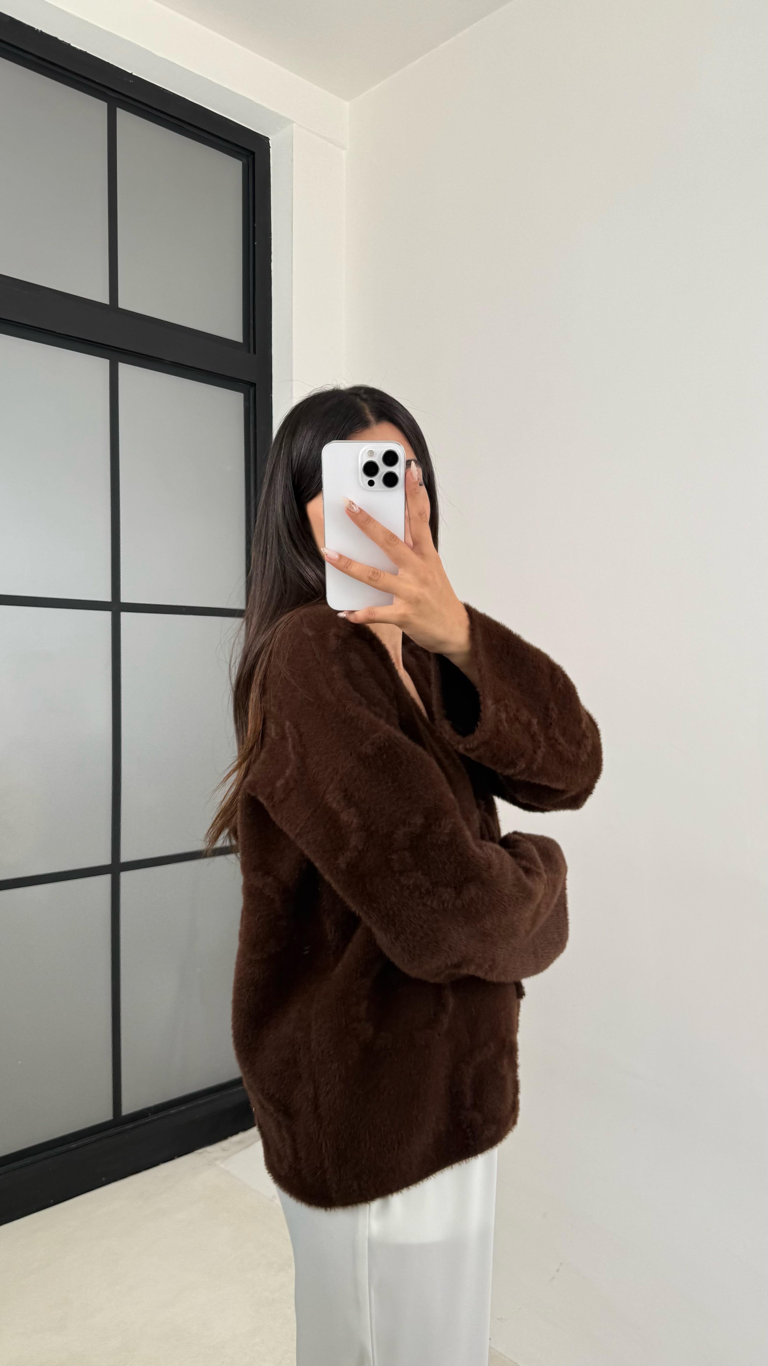 Acı Kahve Önü Bağlamalı Premium Sakallı Hırka GAUS-0092GAUS الكارديغان  GAUS-0092